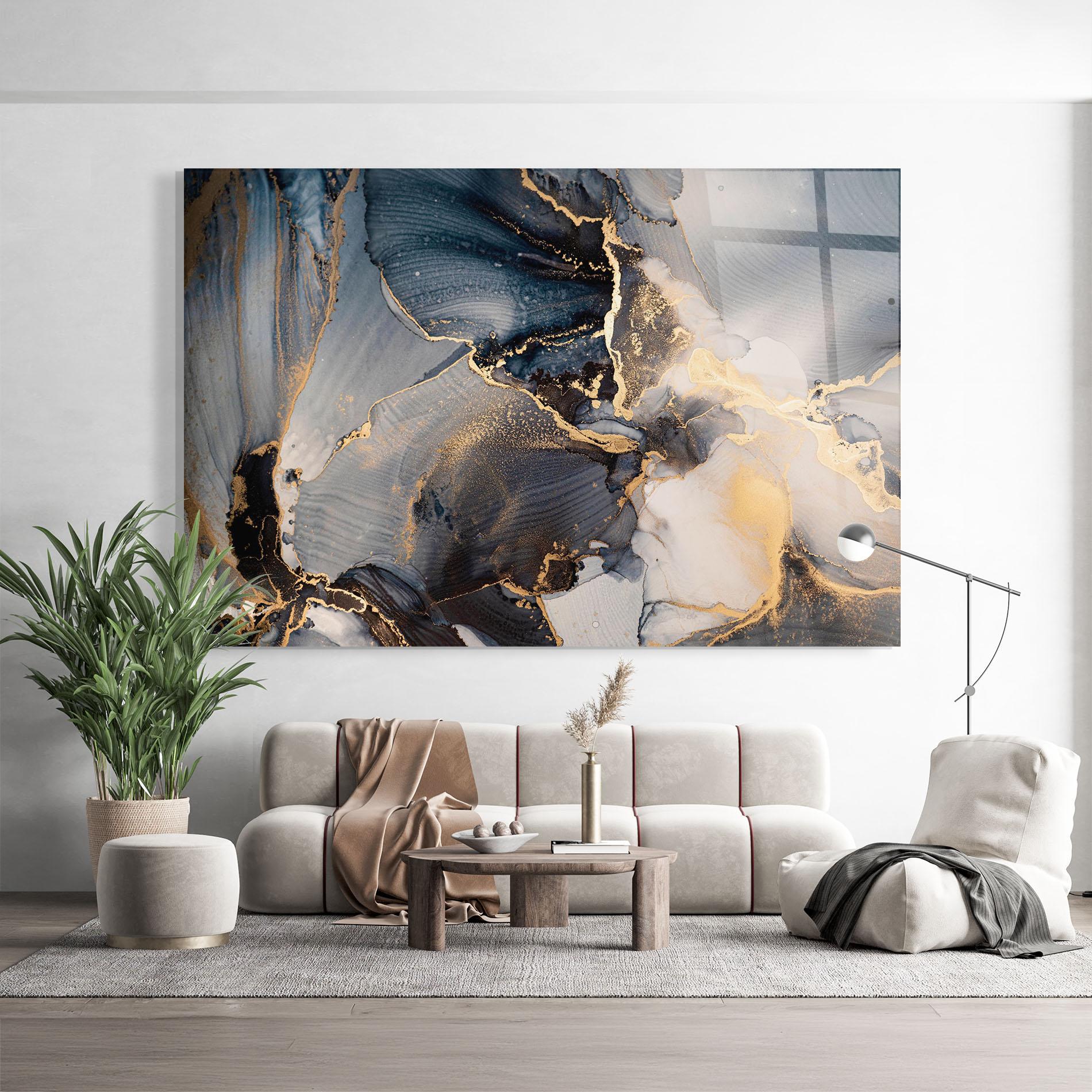 Glasbild Golden Abstract Marble mockup 9