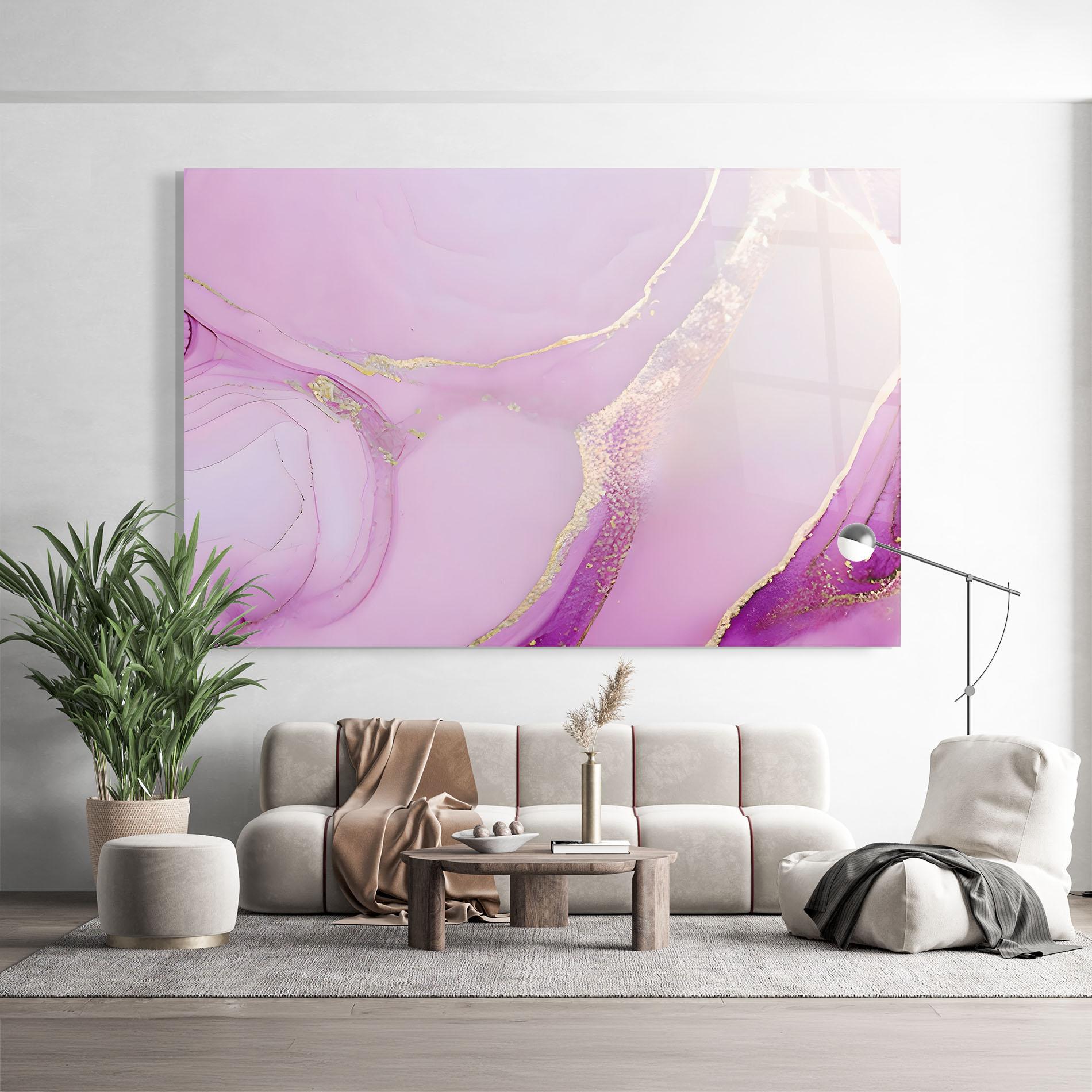 Glasbild Golden Purple Marble mockup 9