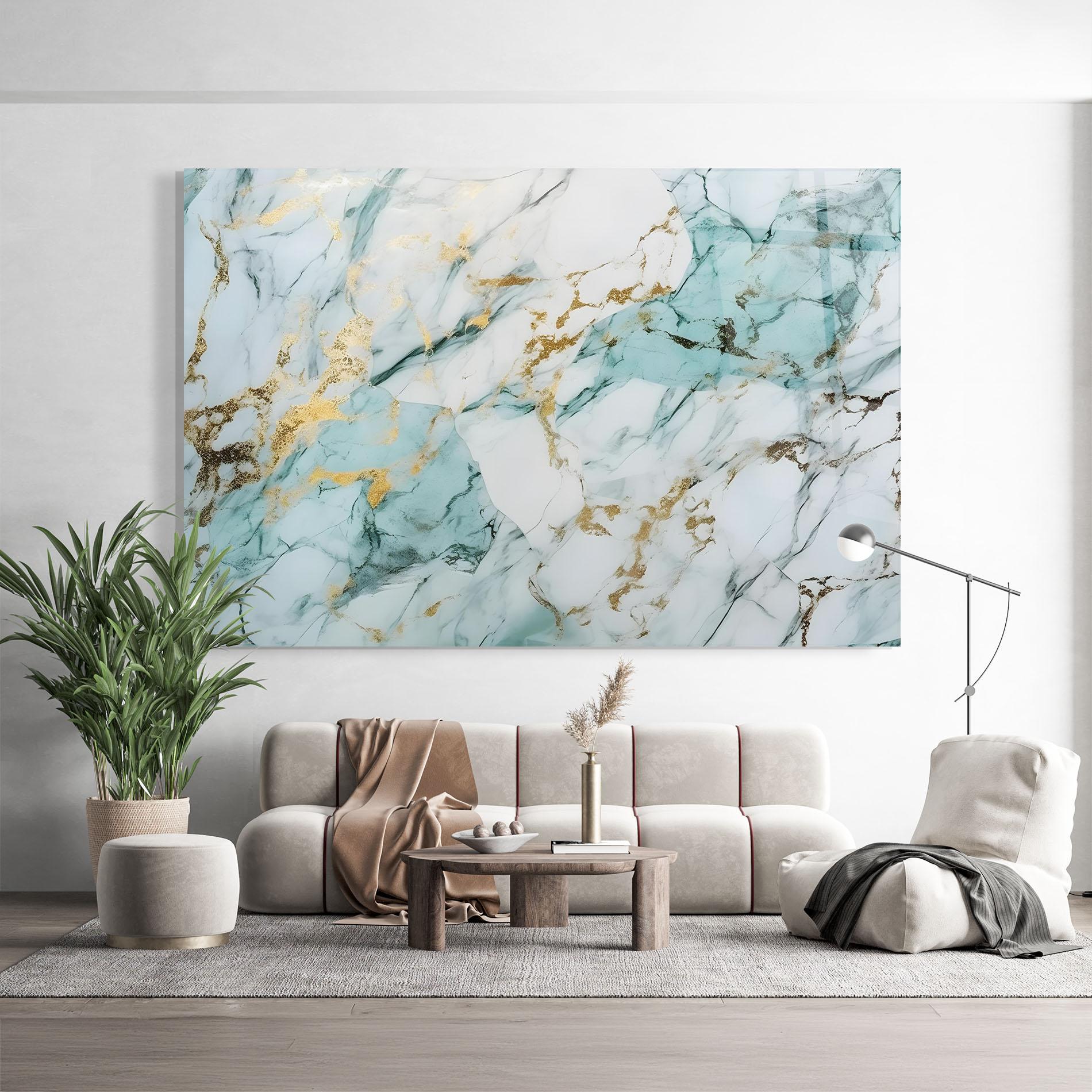 Glasbild Light Green Gold Line mockup 9