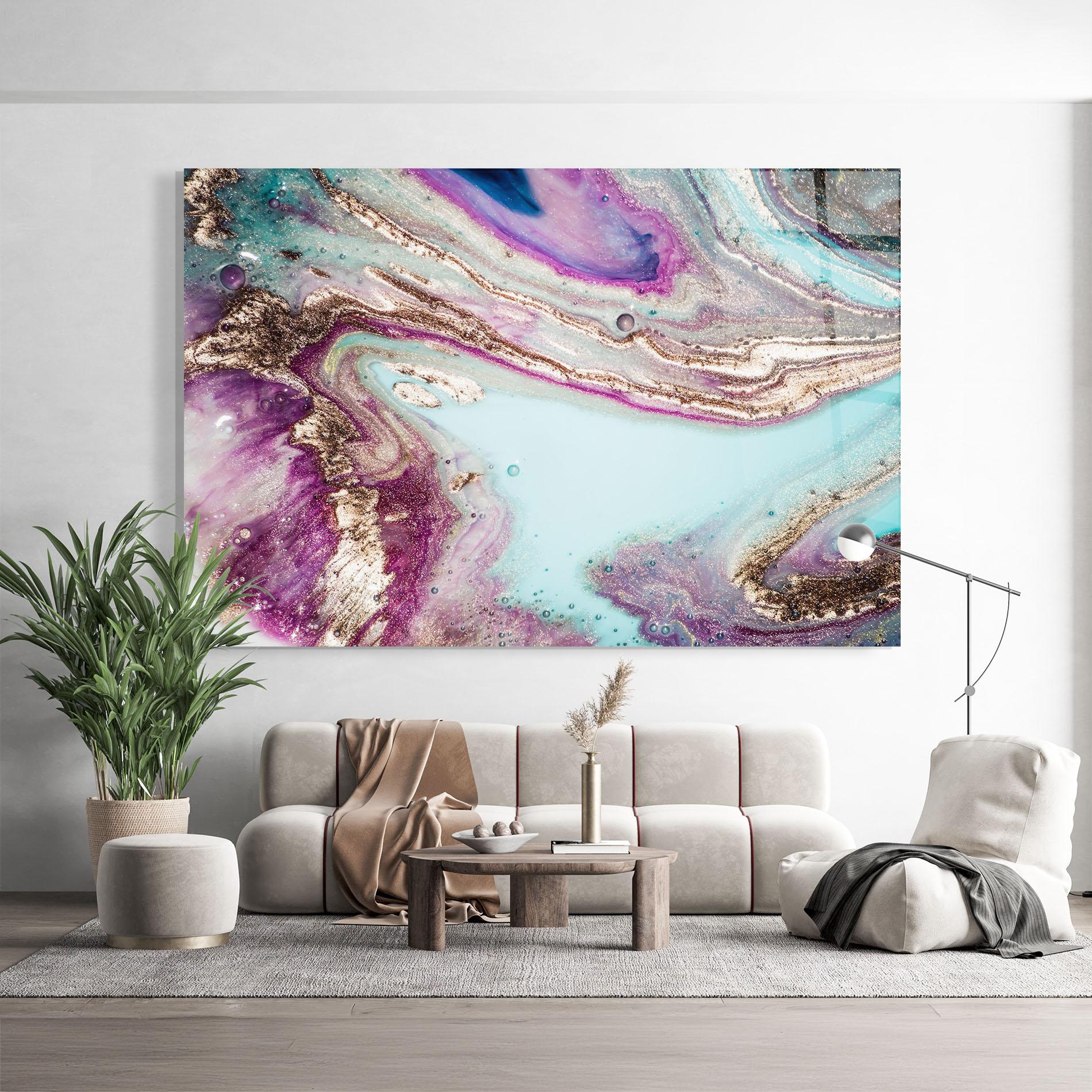 Glasbild Pink Marble Shades mockup 9