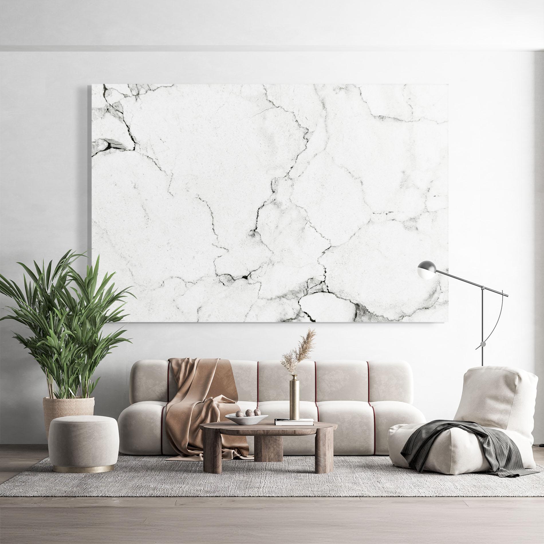 Glasbild White Marble Grey mockup 9