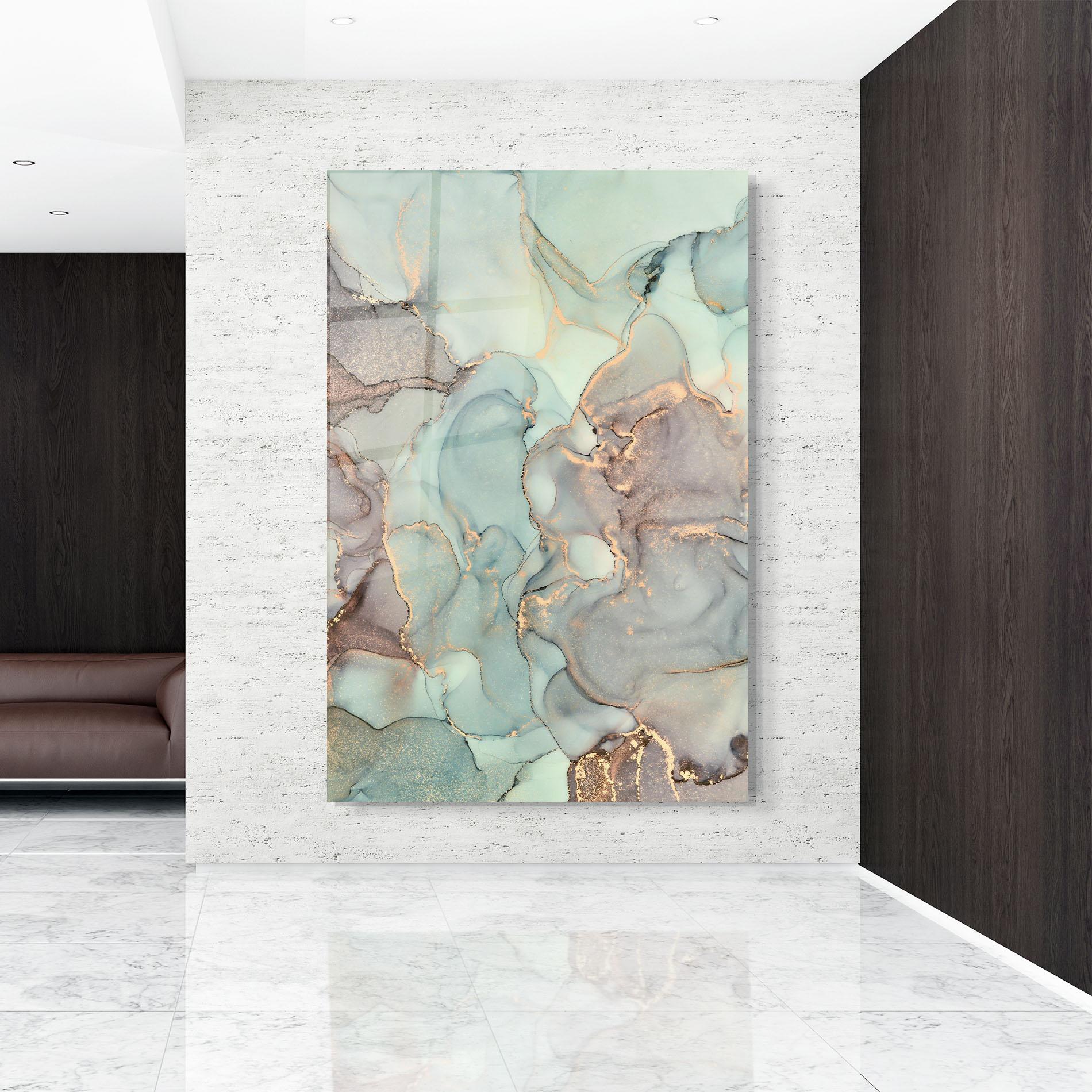 Glasbild Abstract Turquoise Marble mockup 9