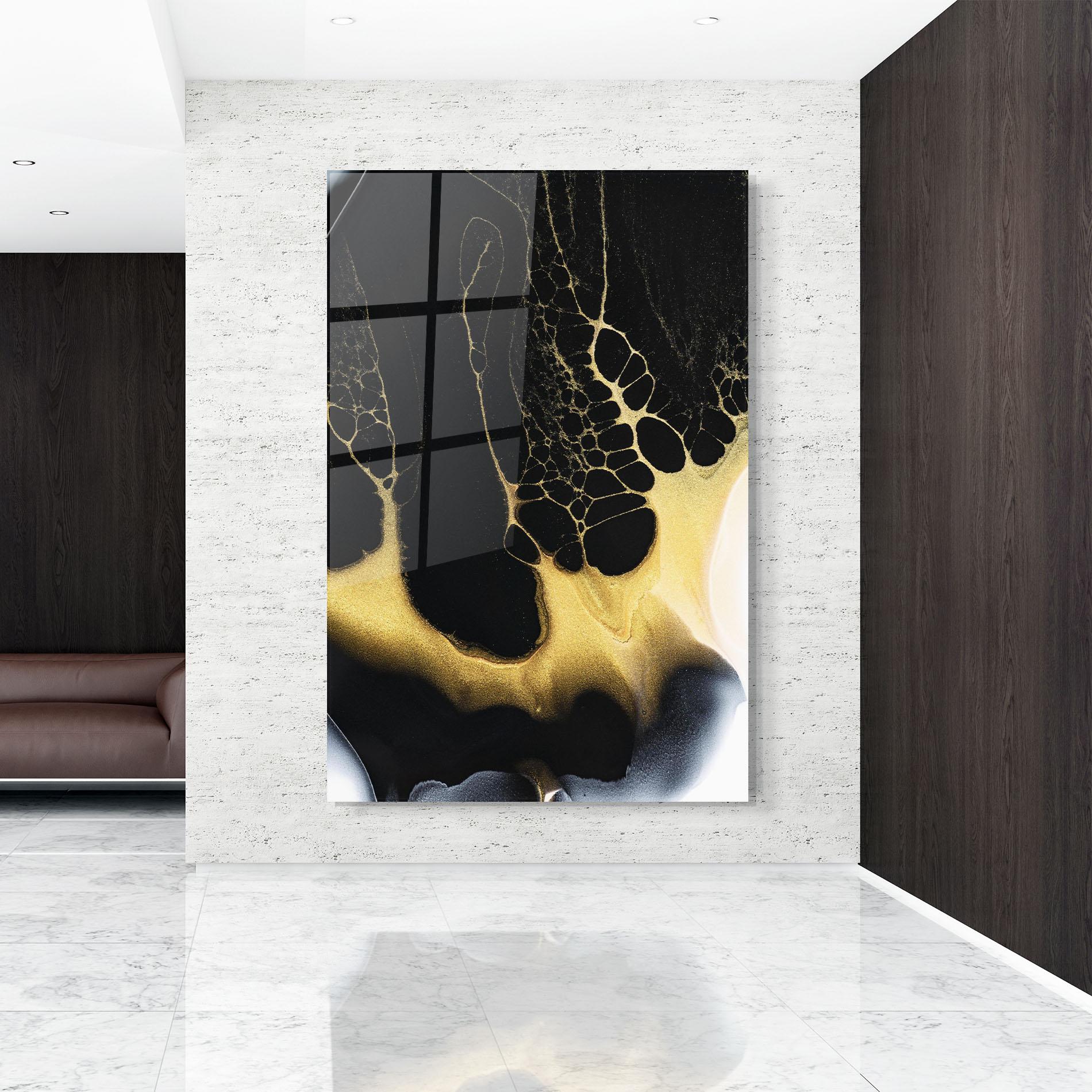 Glasbild Black Golden Marble mockup 9