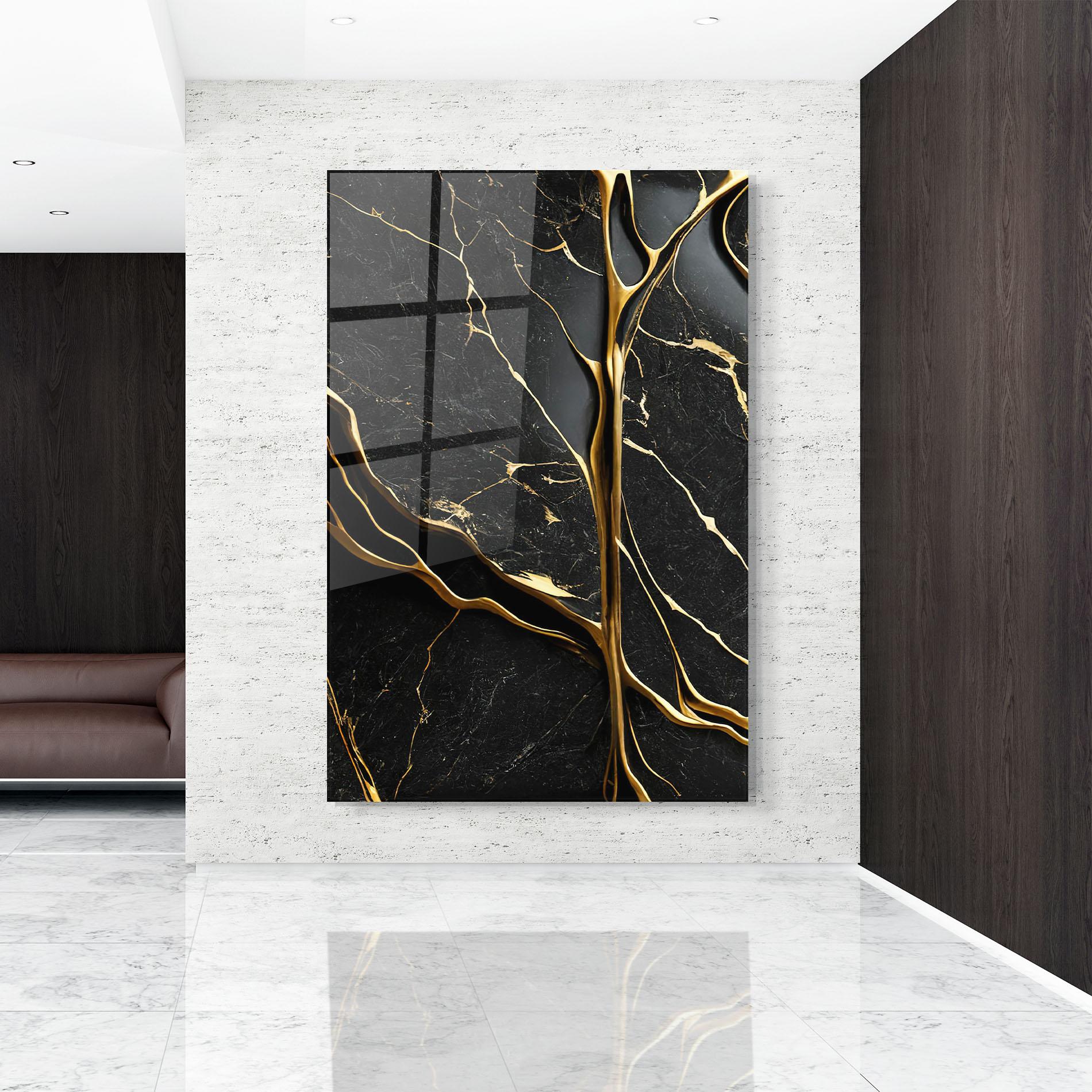 Glasbild Black Square Marble mockup 9