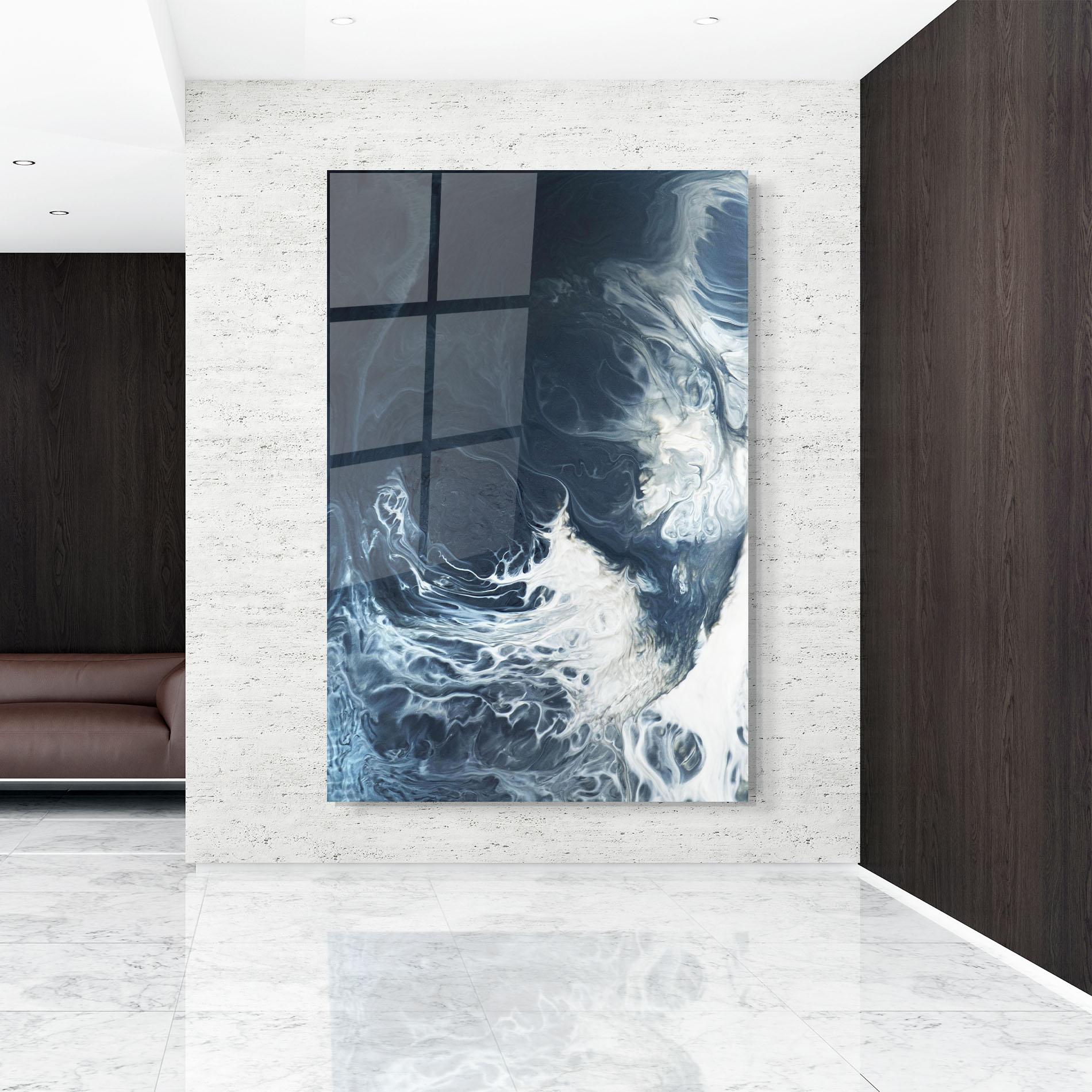 Glasbild Dark Blue Wave mockup 9