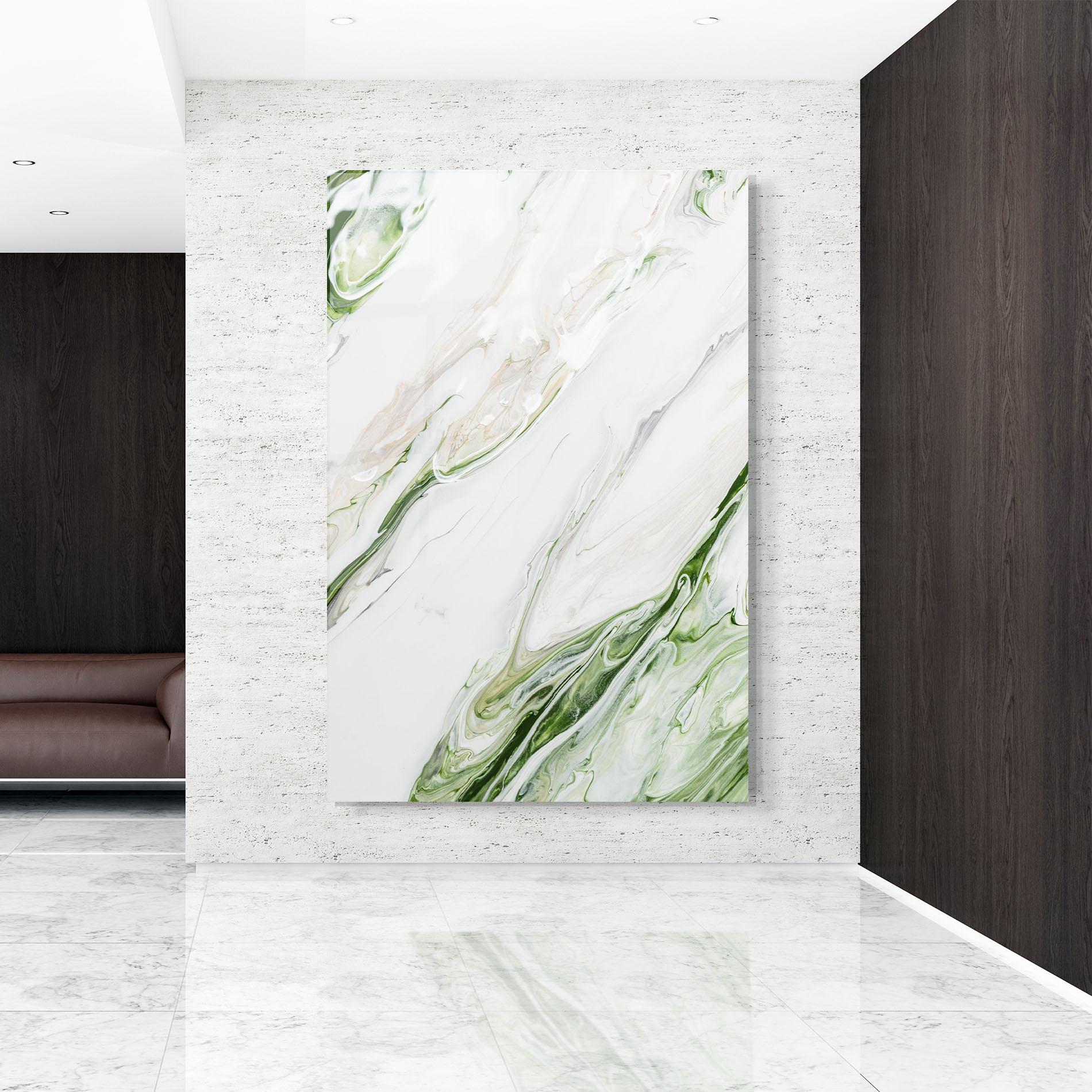 Glasbild Light Green Liquid mockup 9