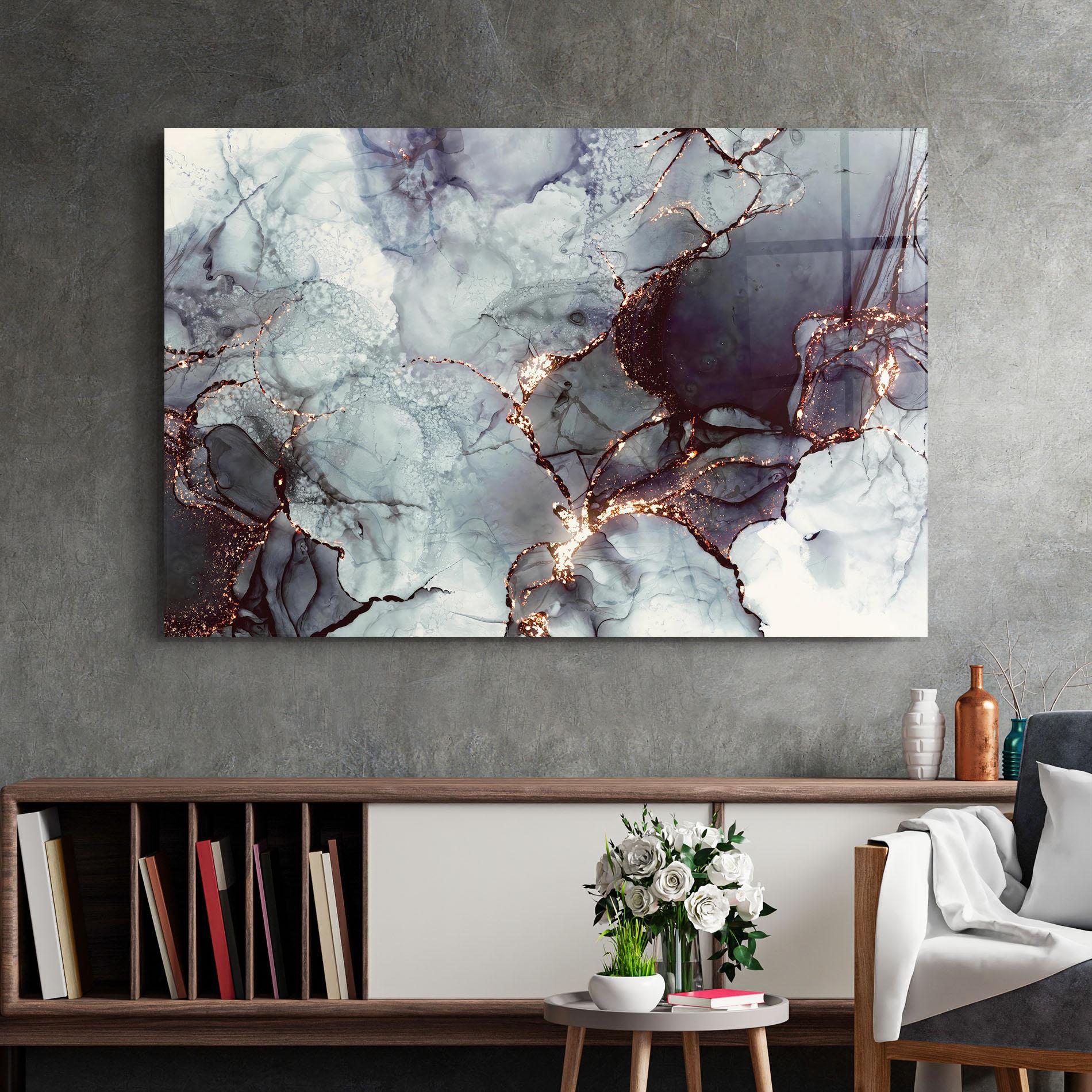 Glasbild Abstract Gold Path mockup 2