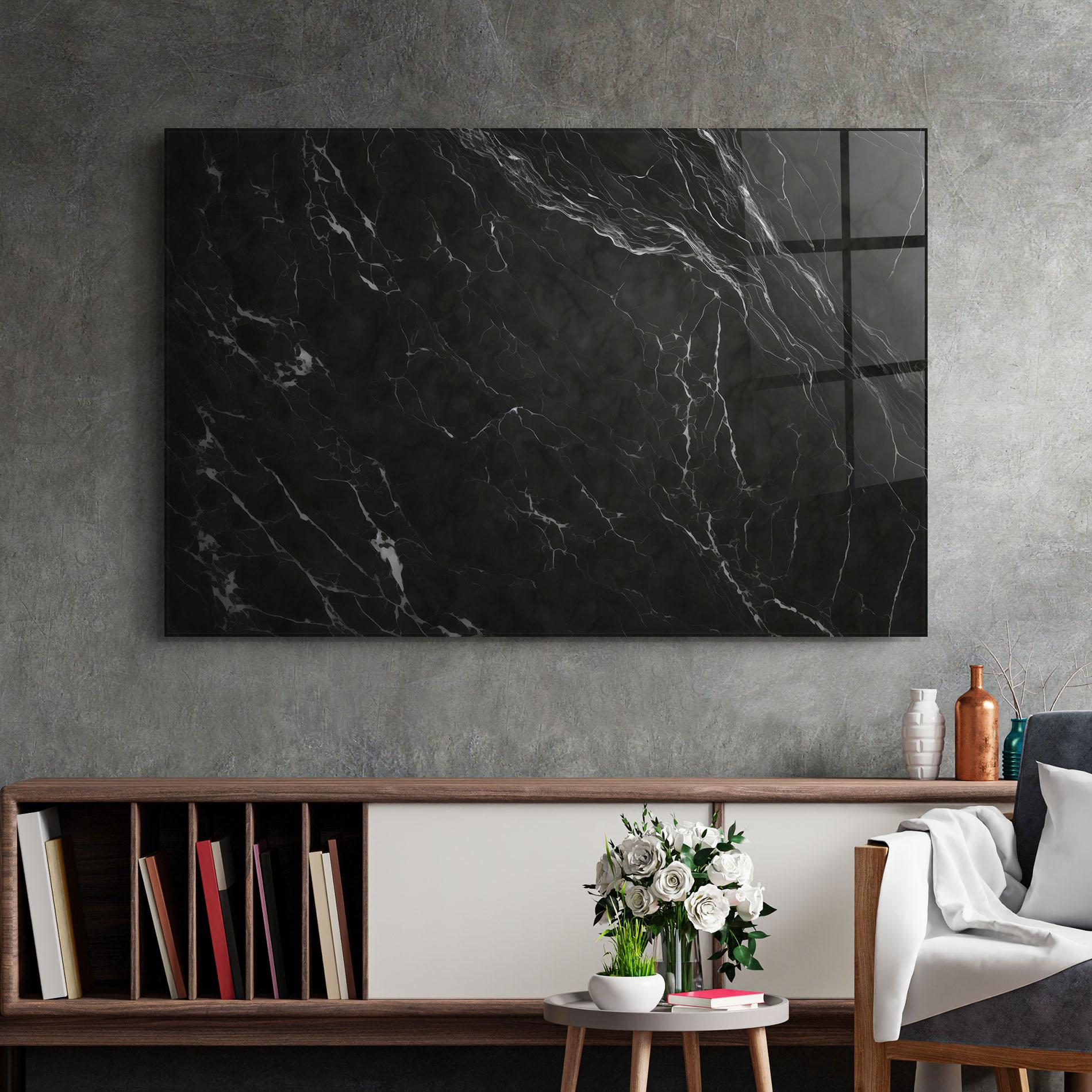 Glasbild Black Marble mockup 2