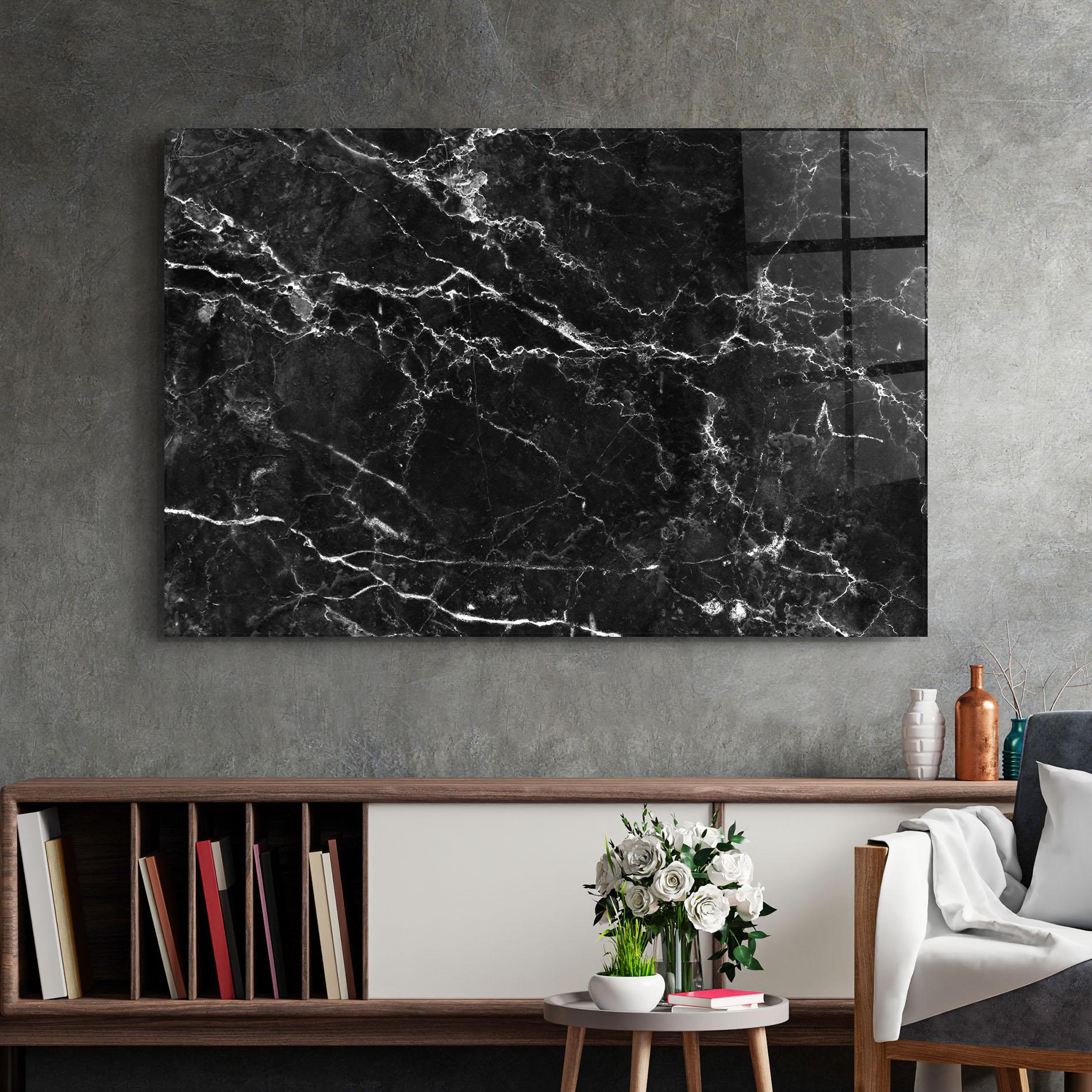 Glasbild Black White Marble mockup 2