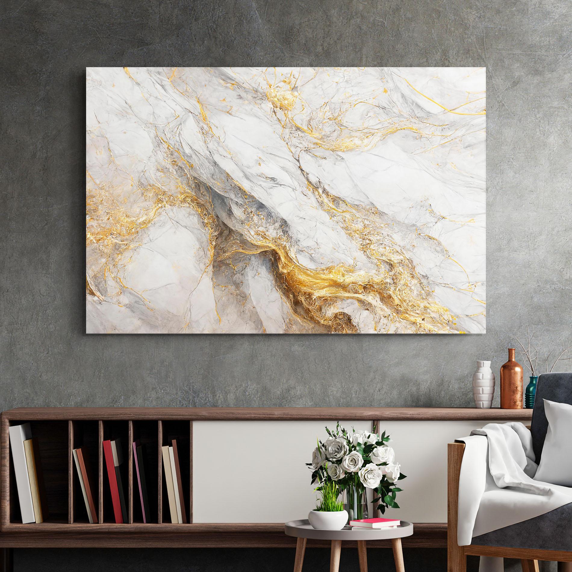 Glasbild Gold Liquid Grey Marble mockup 2