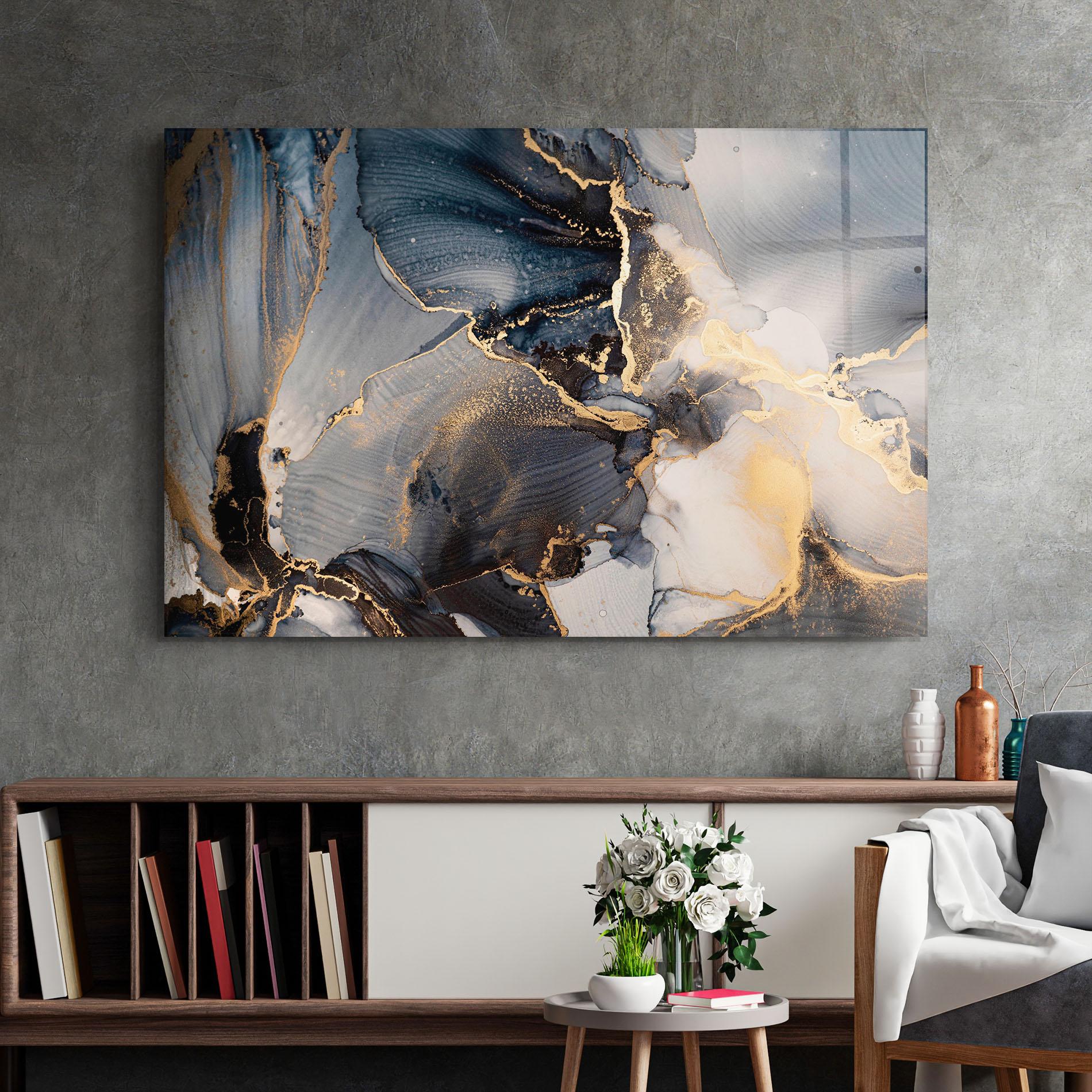 Glasbild Golden Abstract Marble mockup 2