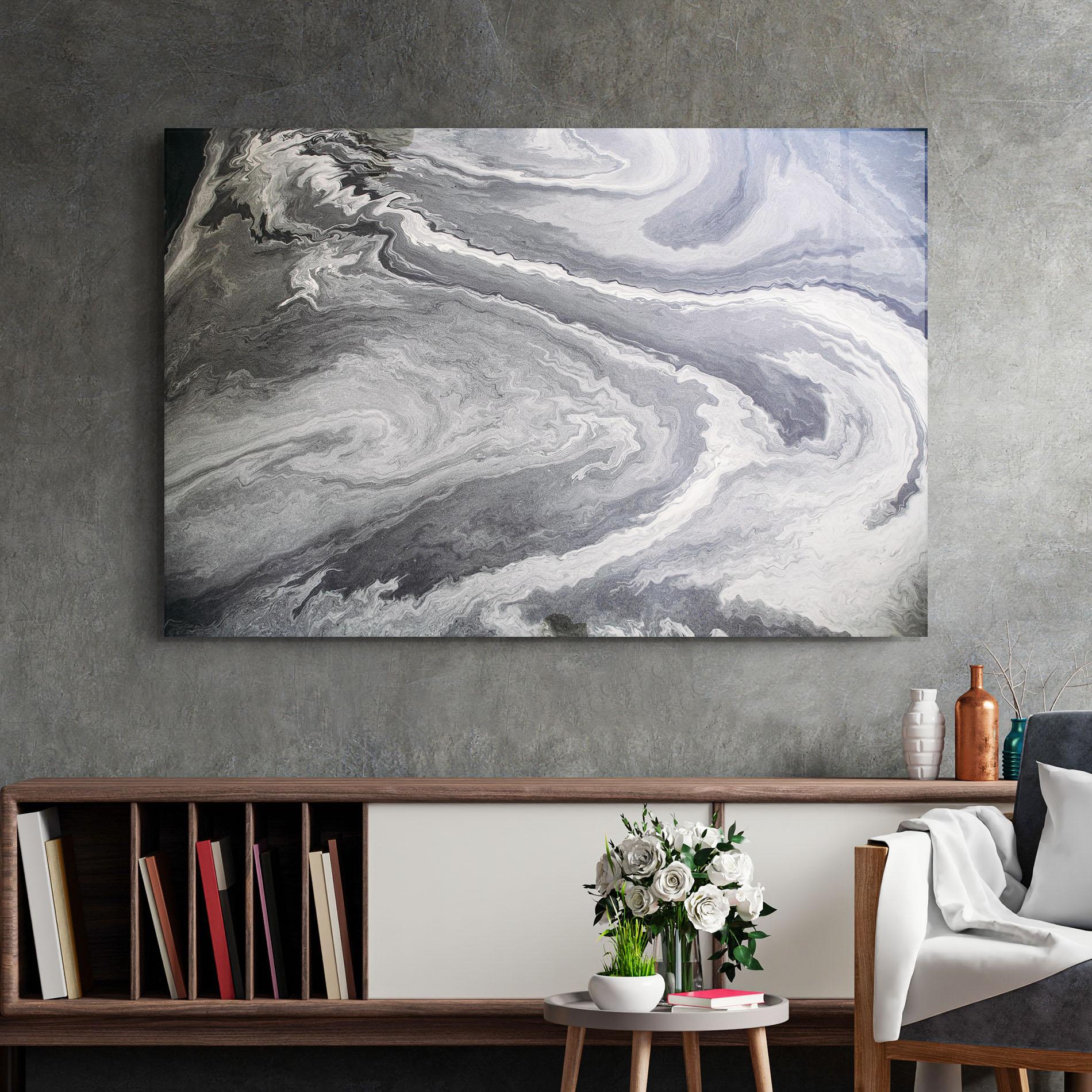 Glasbild Grey Liquid Marble mockup 2