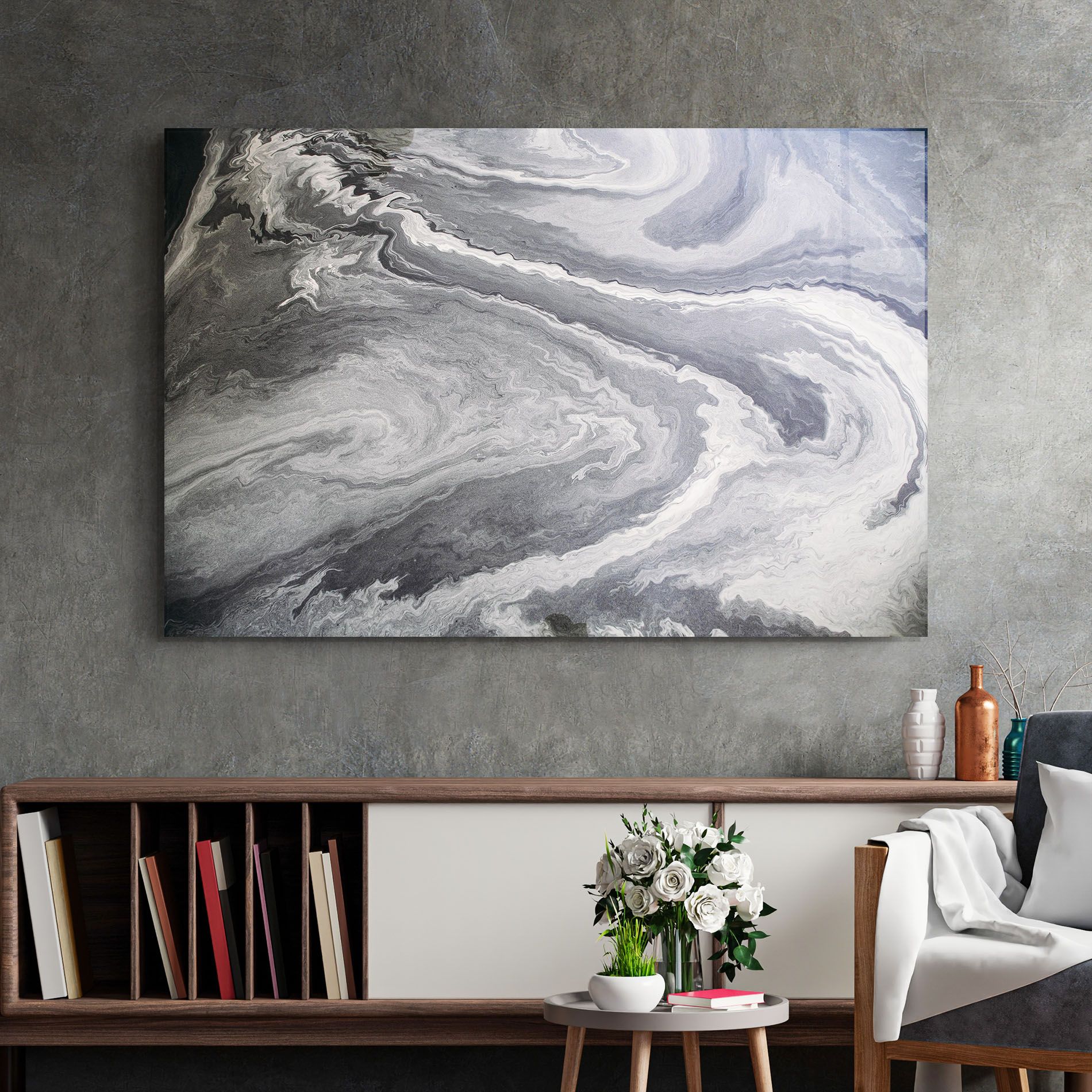 Grey Liquid Marble mockup 2