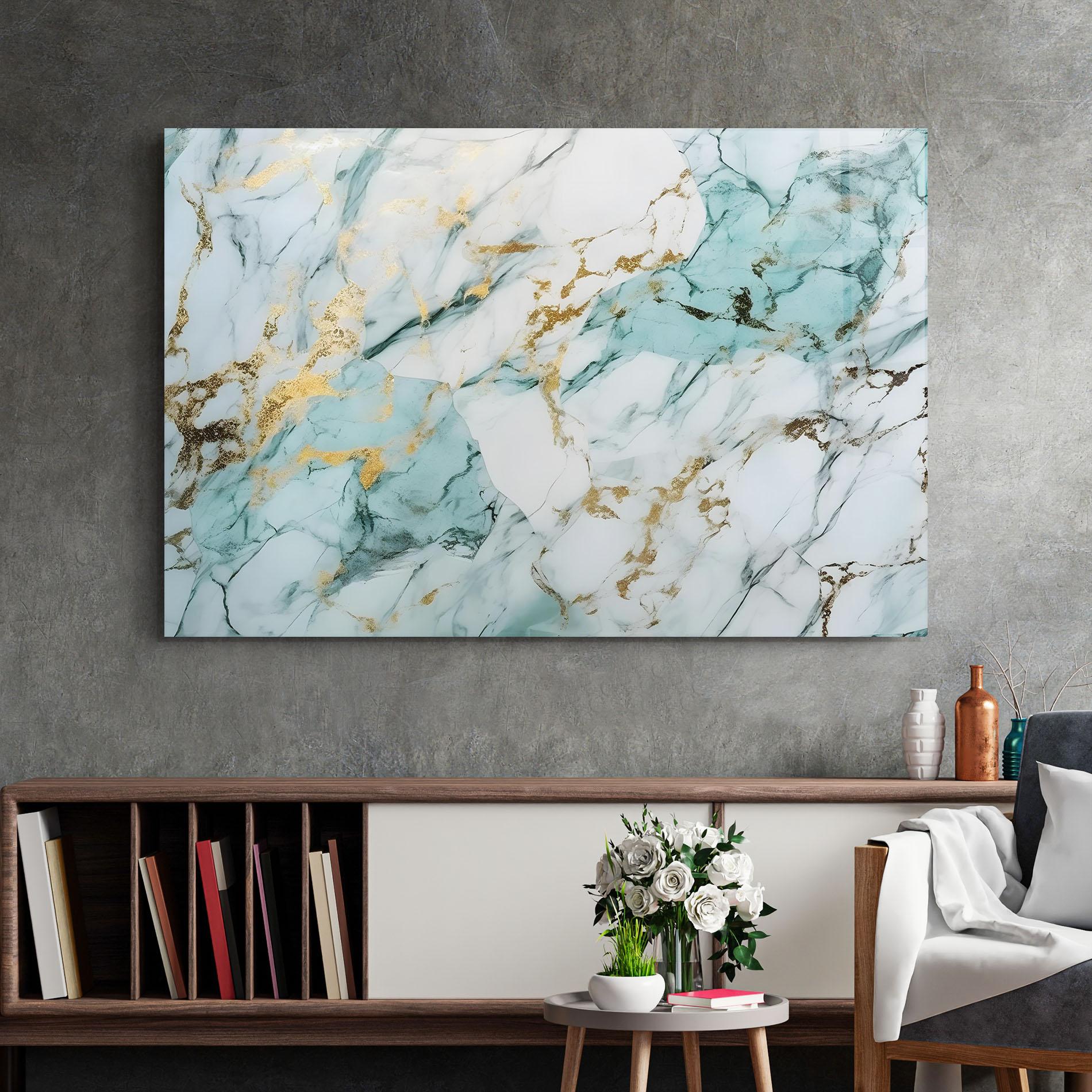 Glasbild Light Green Gold Line mockup 2