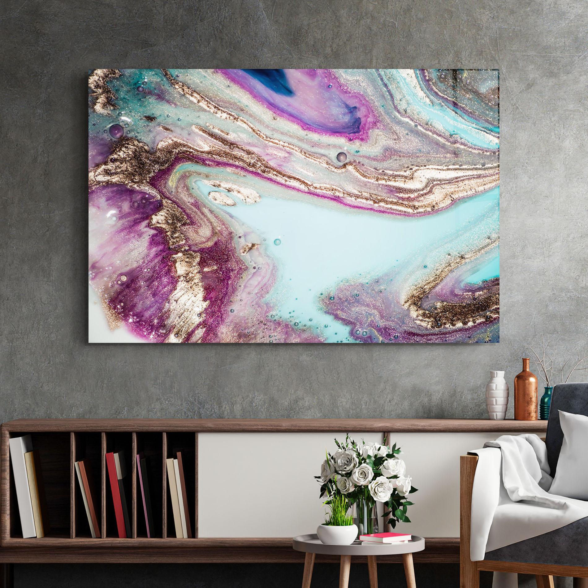 Glasbild Pink Marble Shades mockup 2