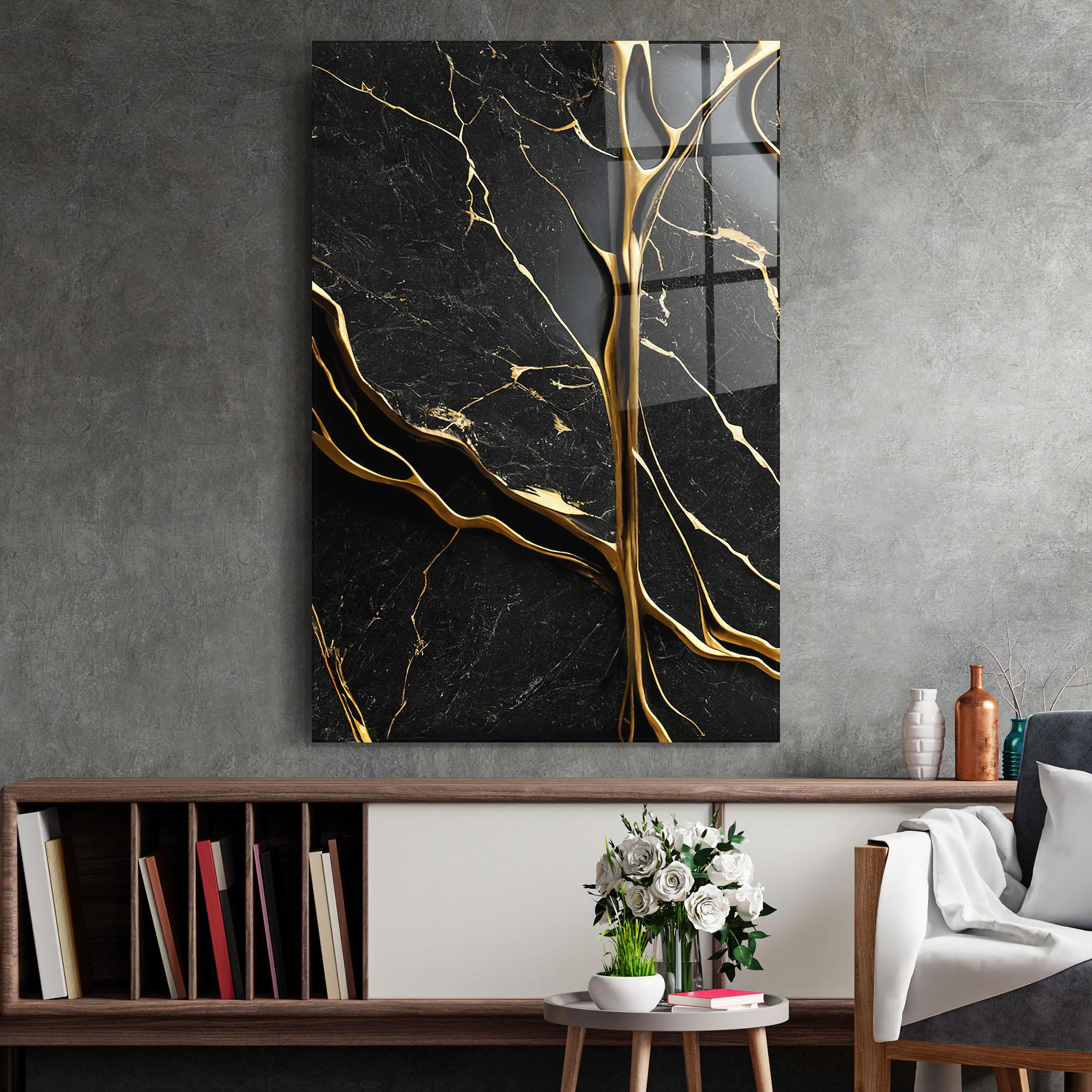 Glasbild Black Square Marble mockup 2