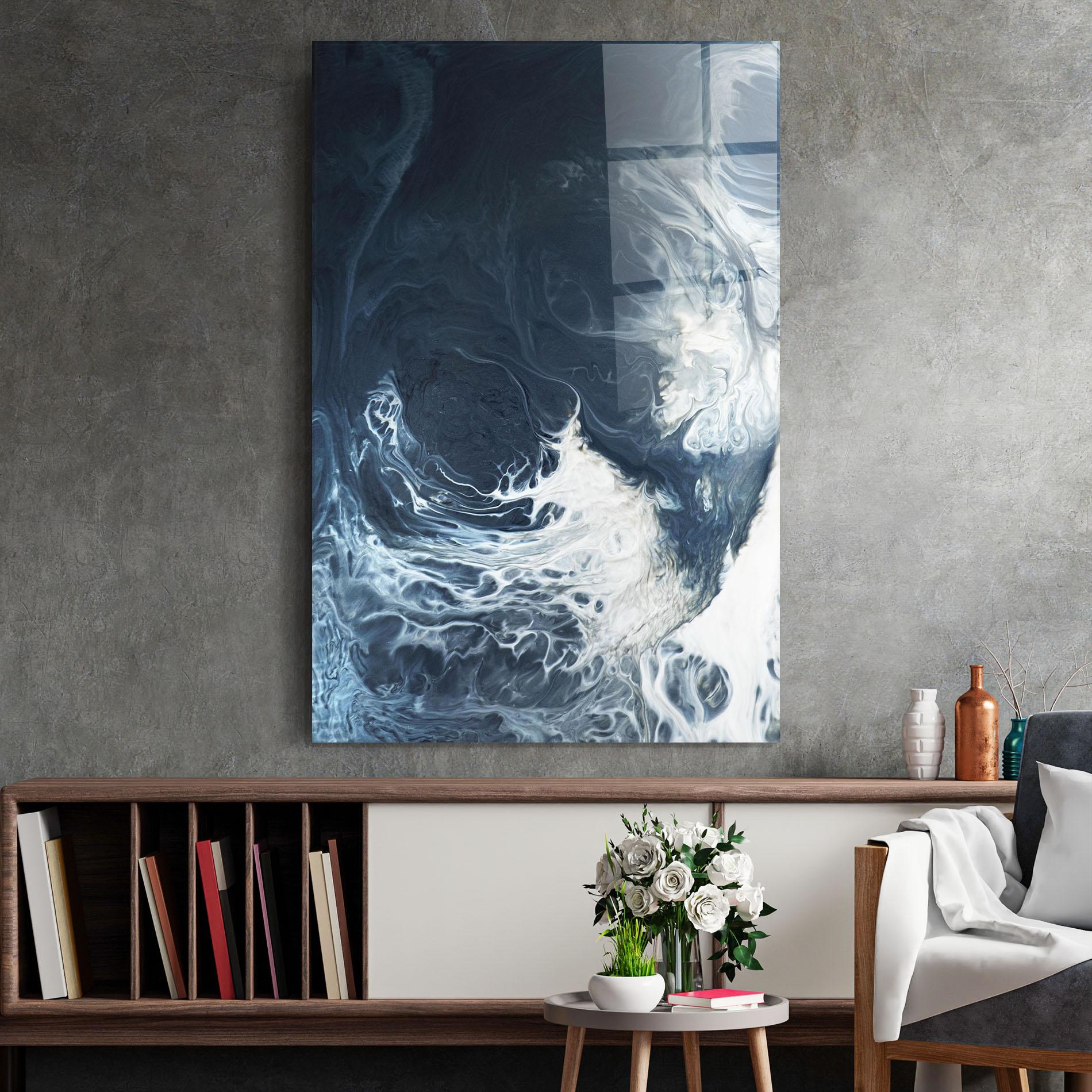 Glasbild Dark Blue Wave mockup 2