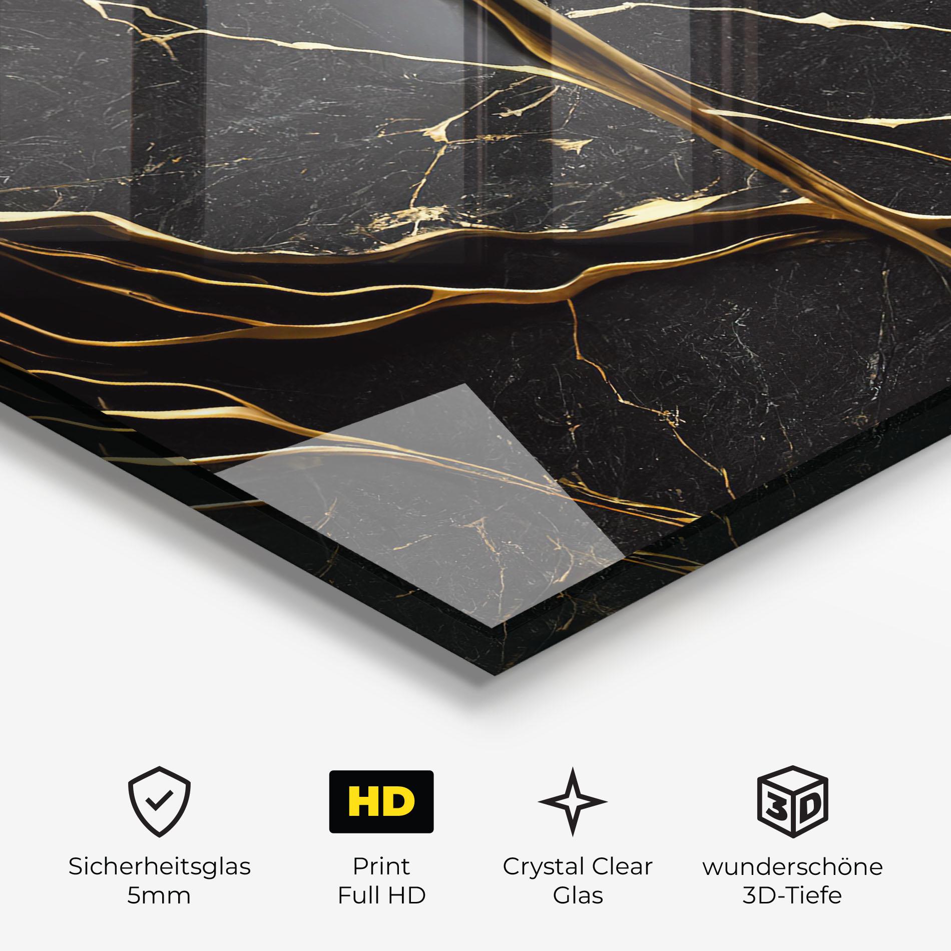 Glasbild Black Square Marble mockup 3