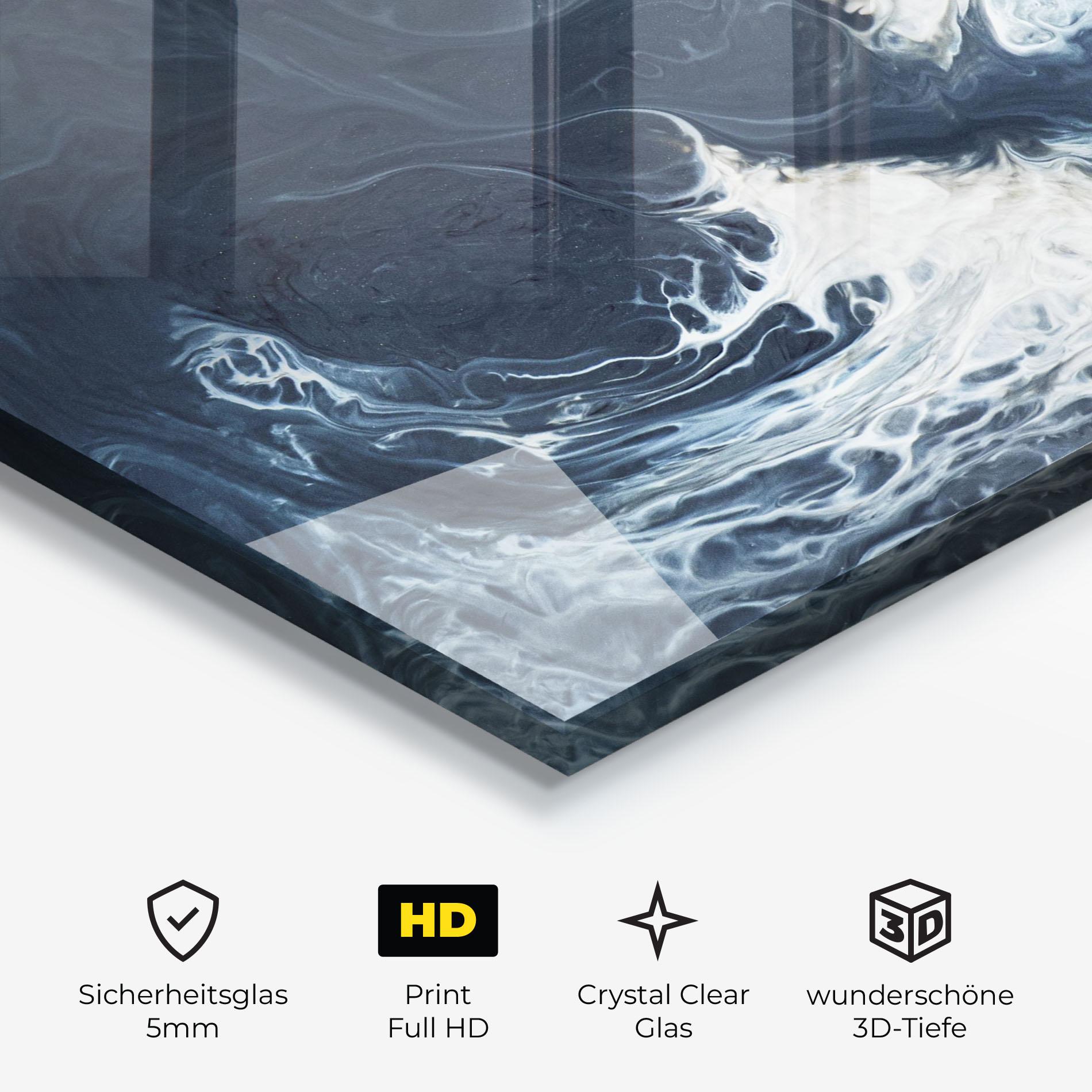 Glasbild Dark Blue Wave mockup 3