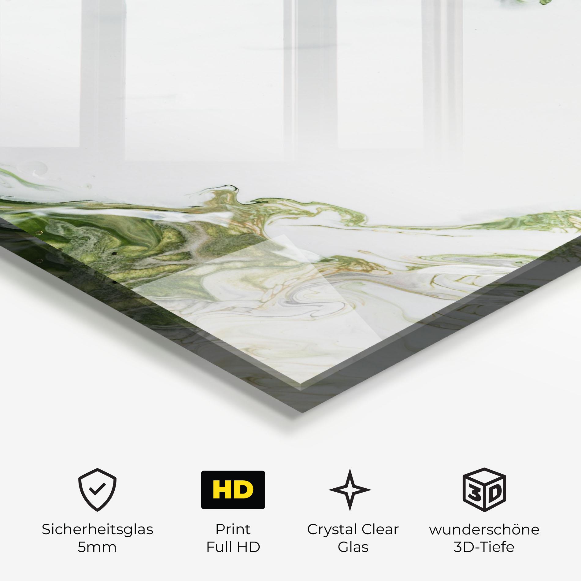 Glasbild Green Liquid Marble mockup 3