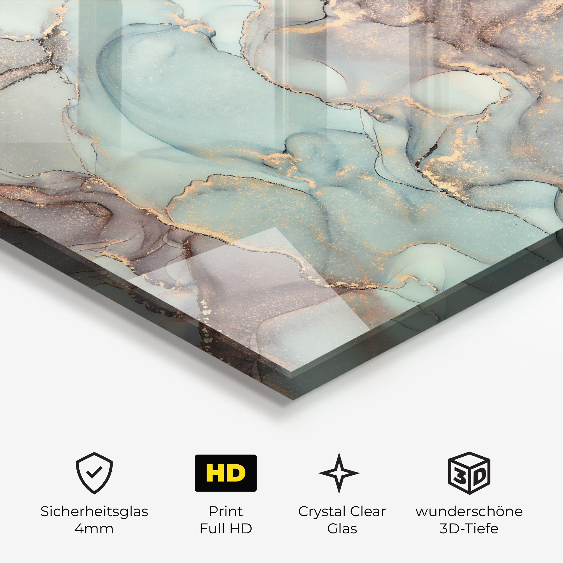 Glasbild Abstract Turquoise Marble mockup 3