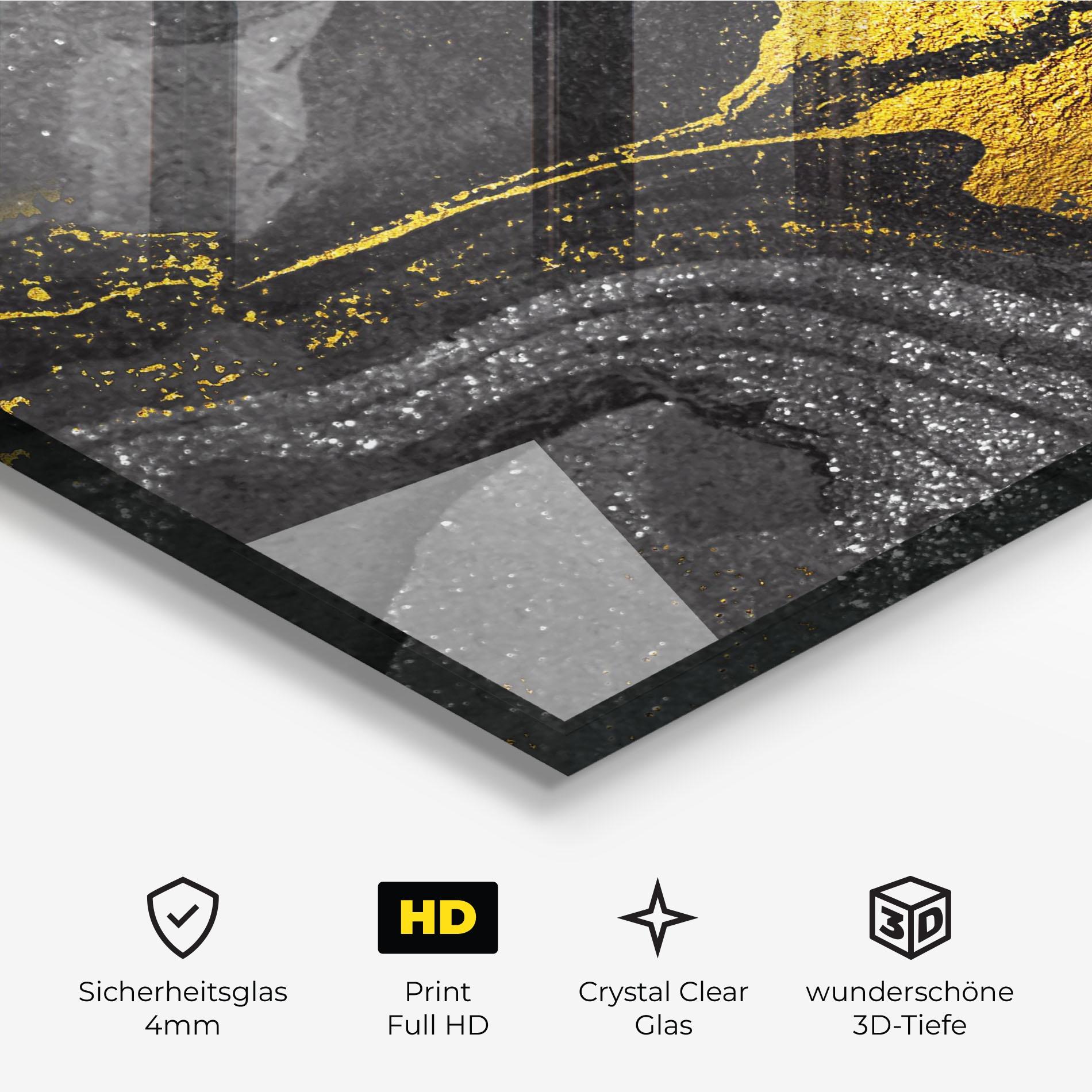 Glasbild Black And Gold Texture mockup 3