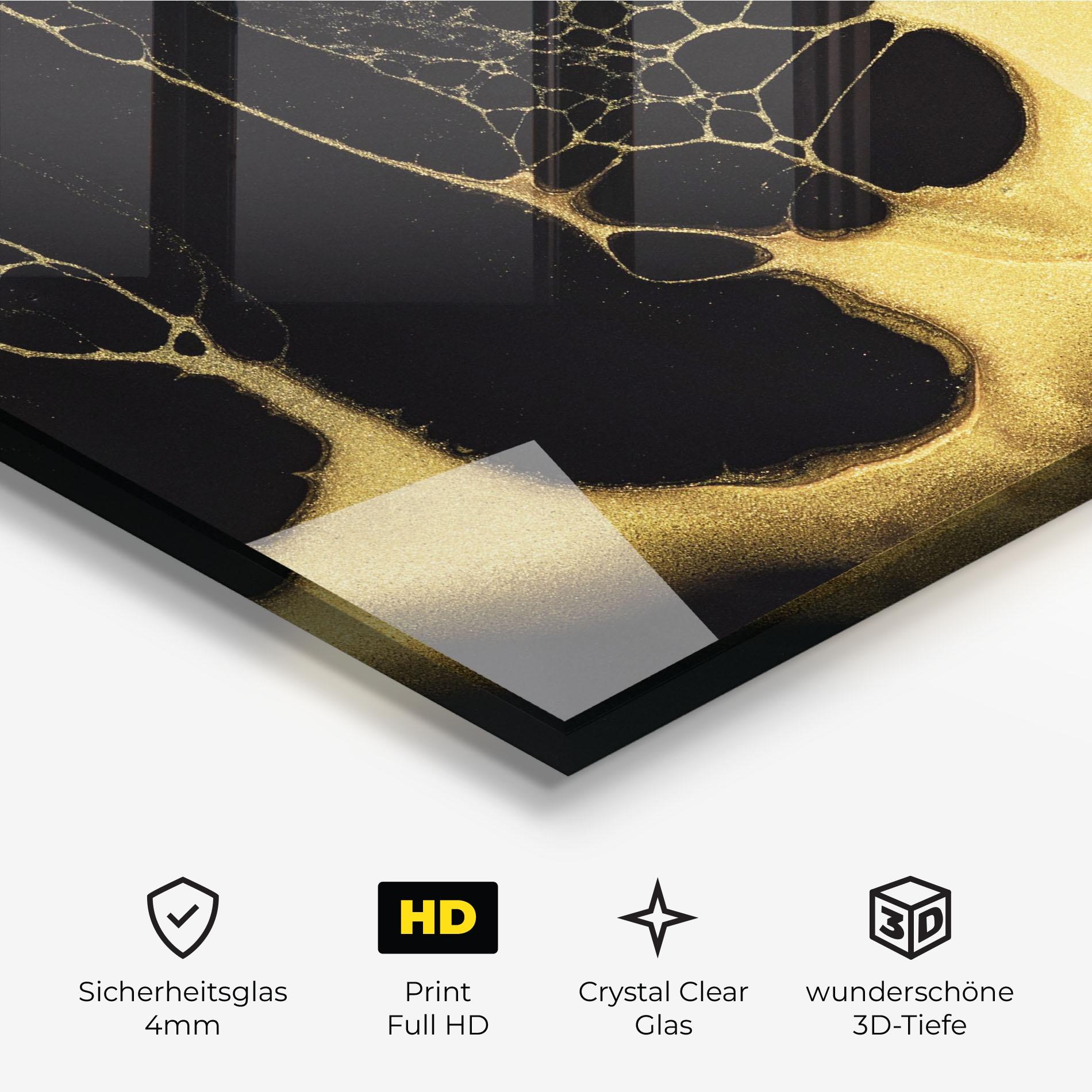 Glasbild Black Golden Marble mockup 3