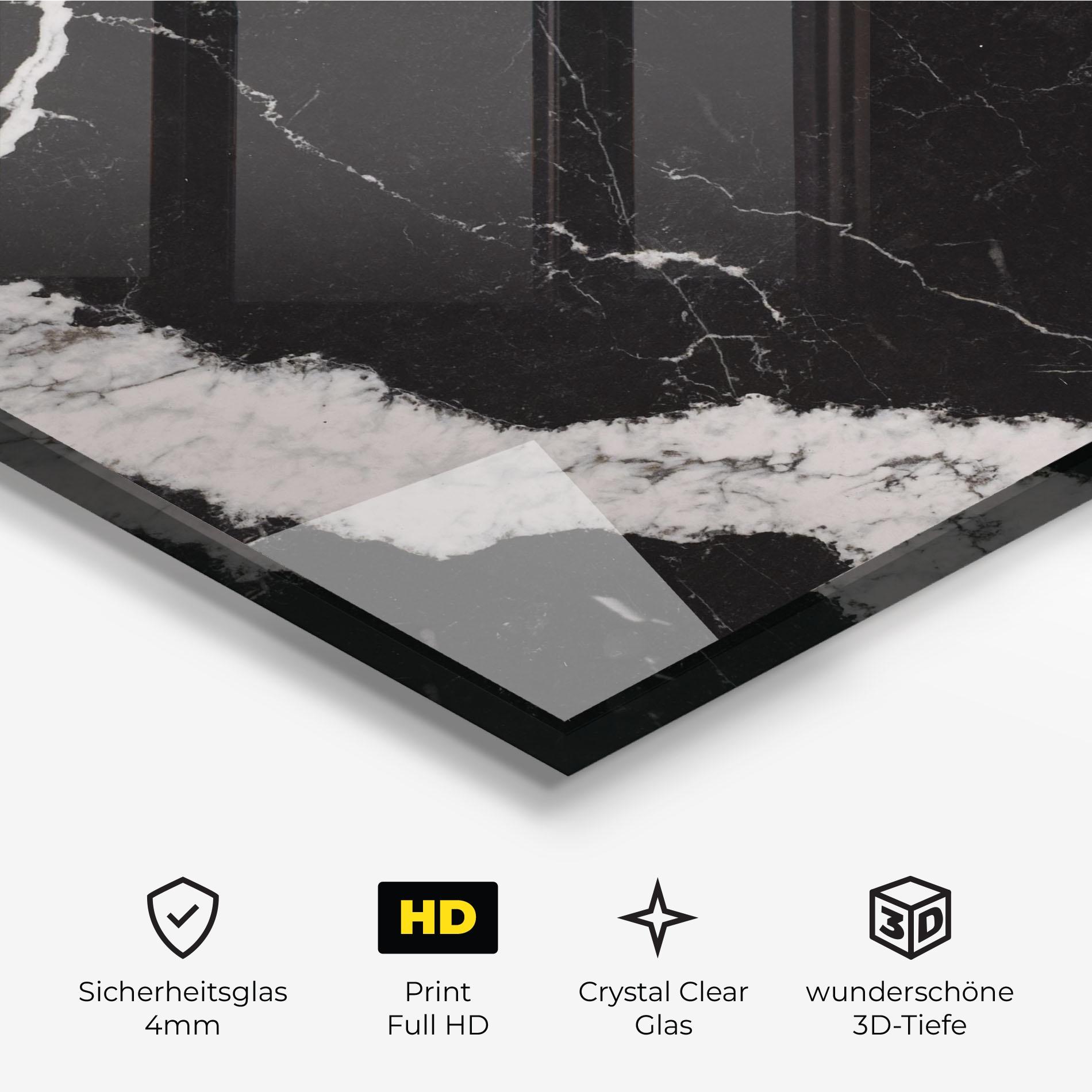 Glasbild Black Marble Light Grey mockup 3