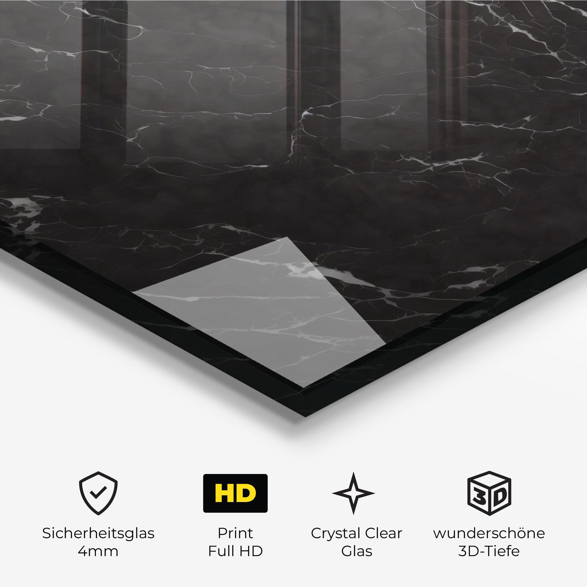 Glasbild Black Marble mockup 3