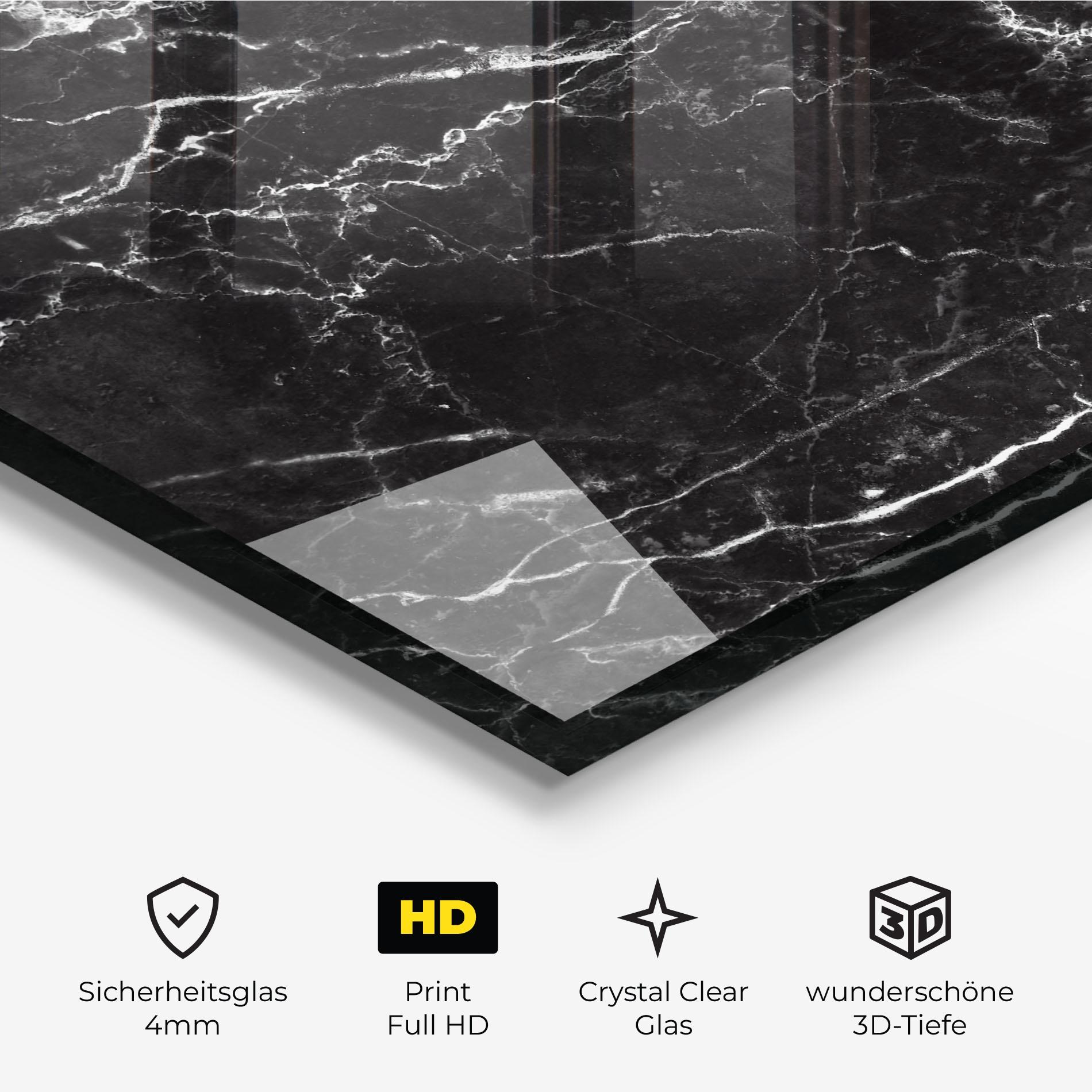 Glasbild Black White Marble mockup 3