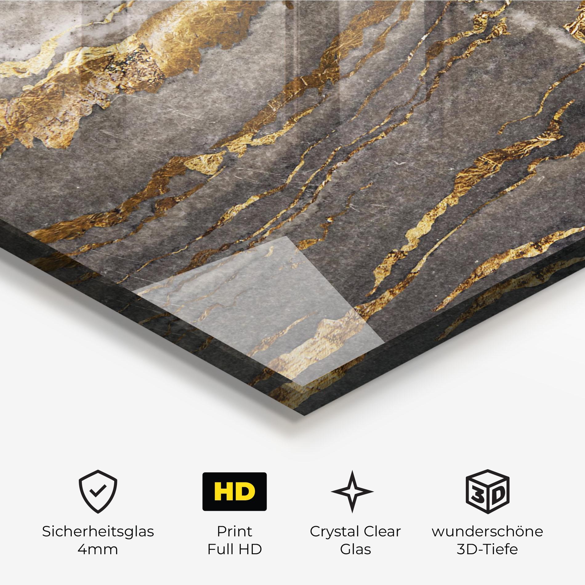 Glasbild Dark Colden Grey mockup 3