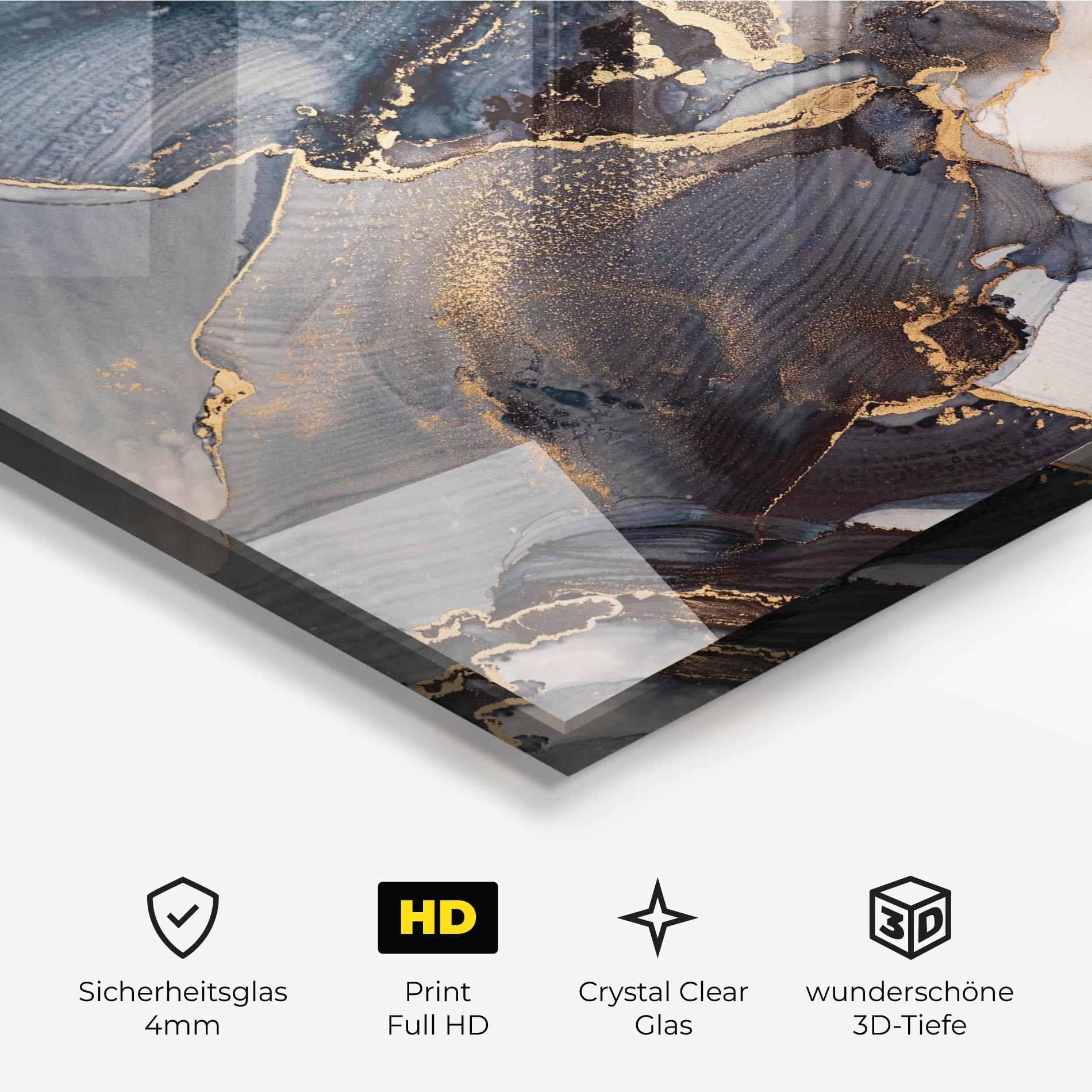 Glasbild Golden Abstract Marble mockup 3