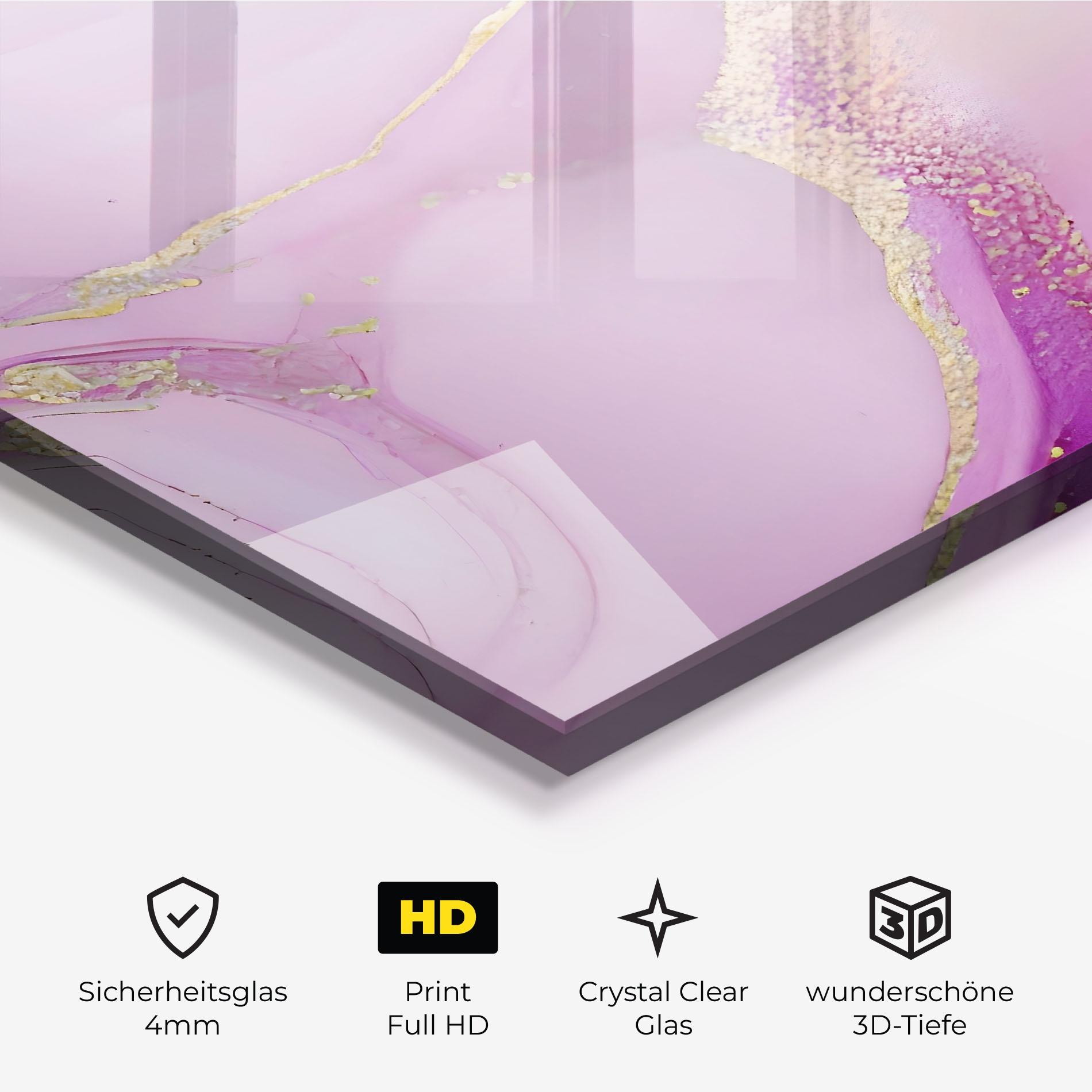 Glasbild Golden Purple Marble mockup 3