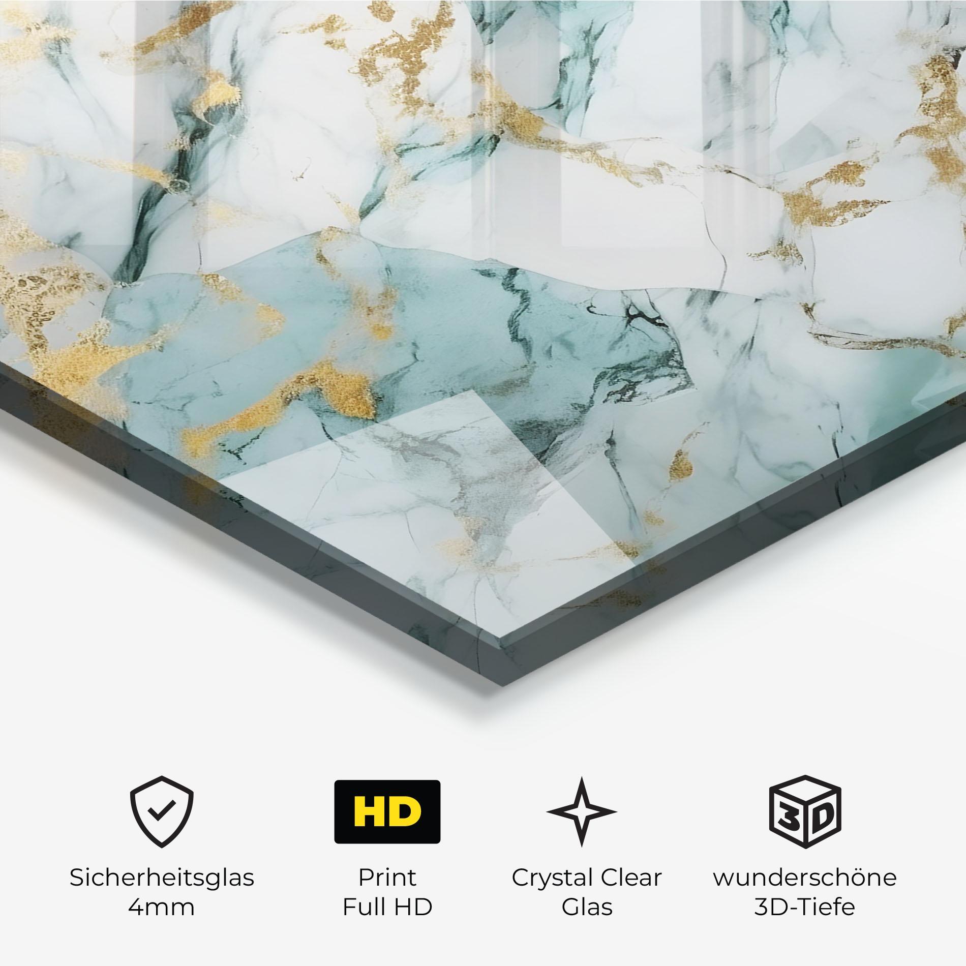 Glasbild Light Green Gold Line mockup 3