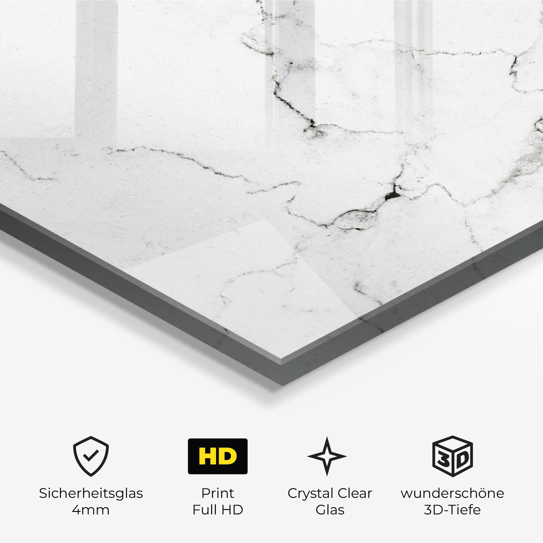 Glasbild White Marble Grey mockup 3