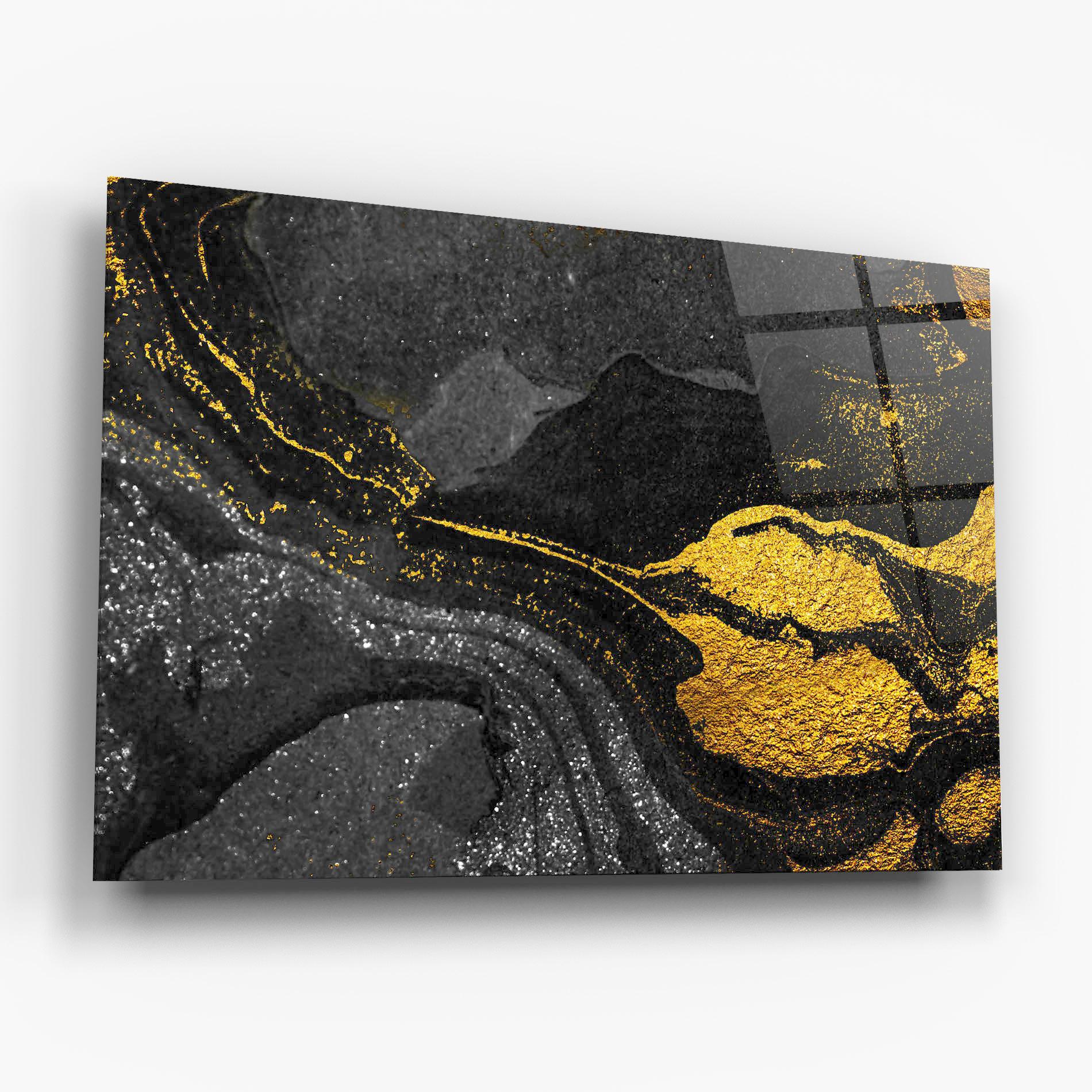Glasbild Black And Gold Texture mockup 6