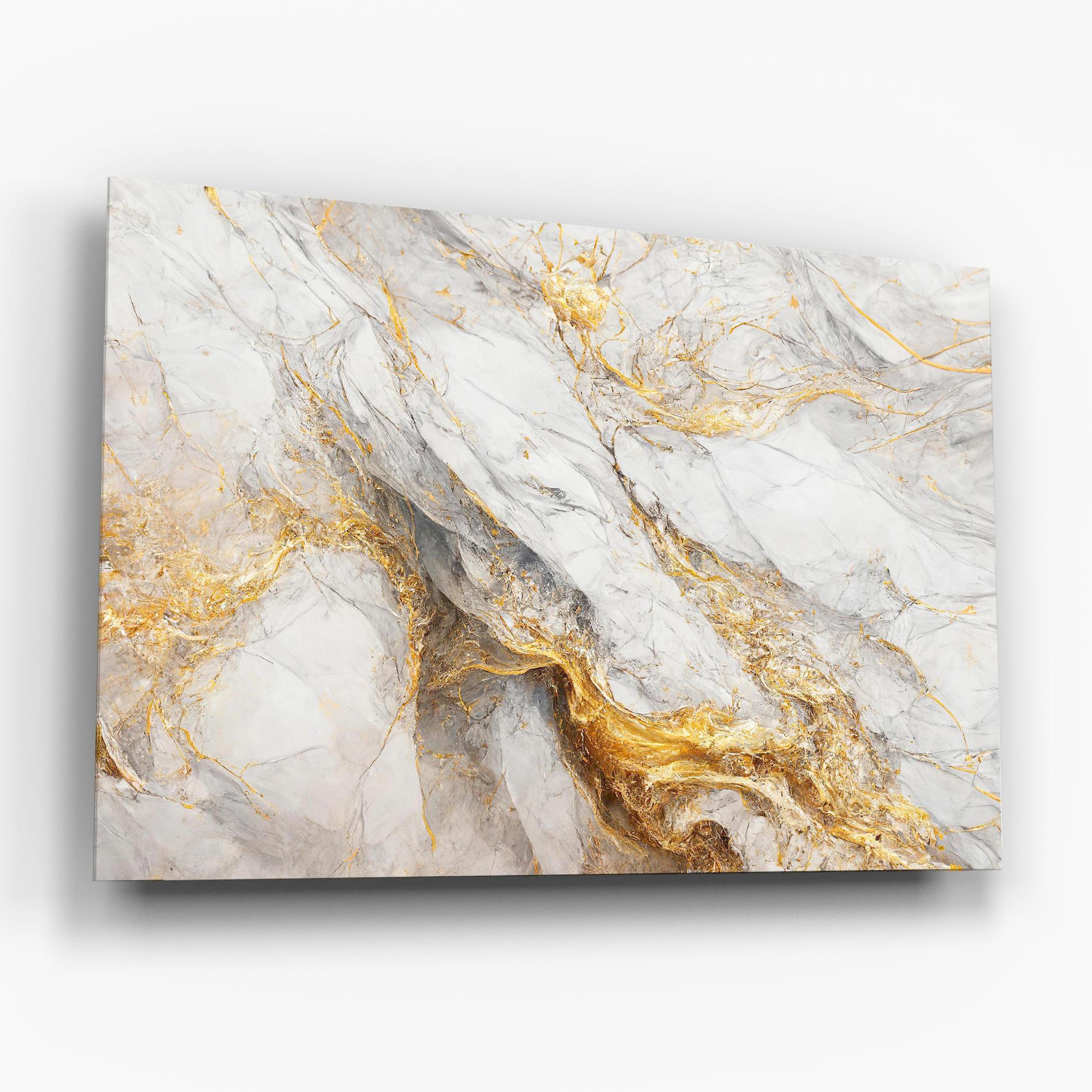 Glasbild Gold Liquid Grey Marble mockup 6