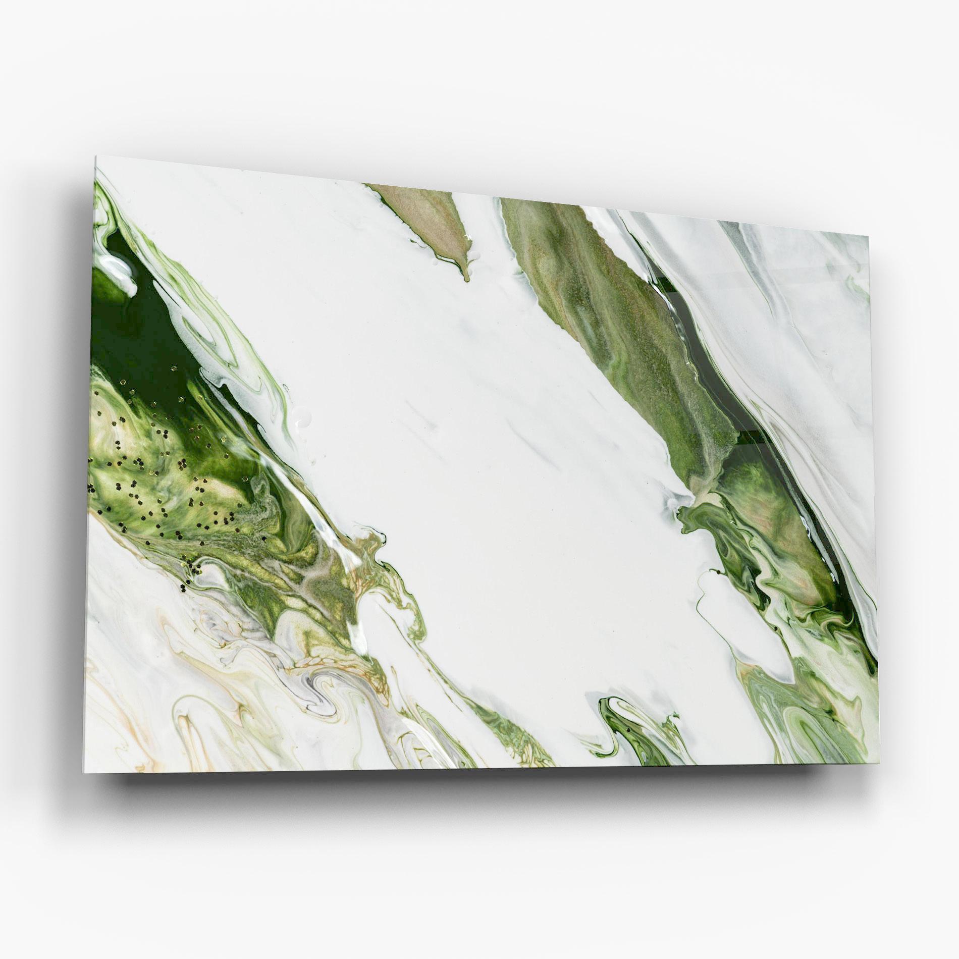 Glasbild Green Liquid Marble mockup 6