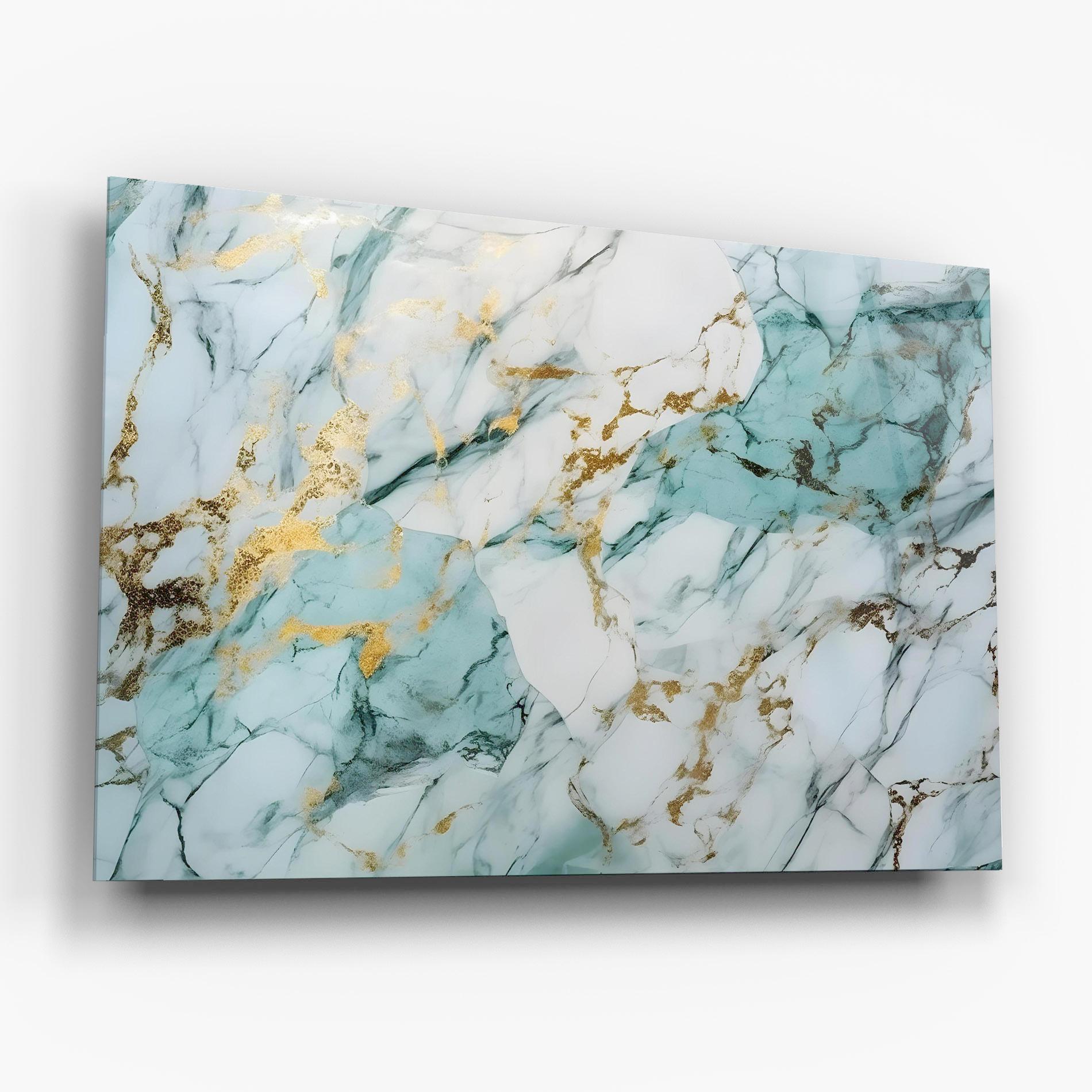 Glasbild Light Green Gold Line mockup 6