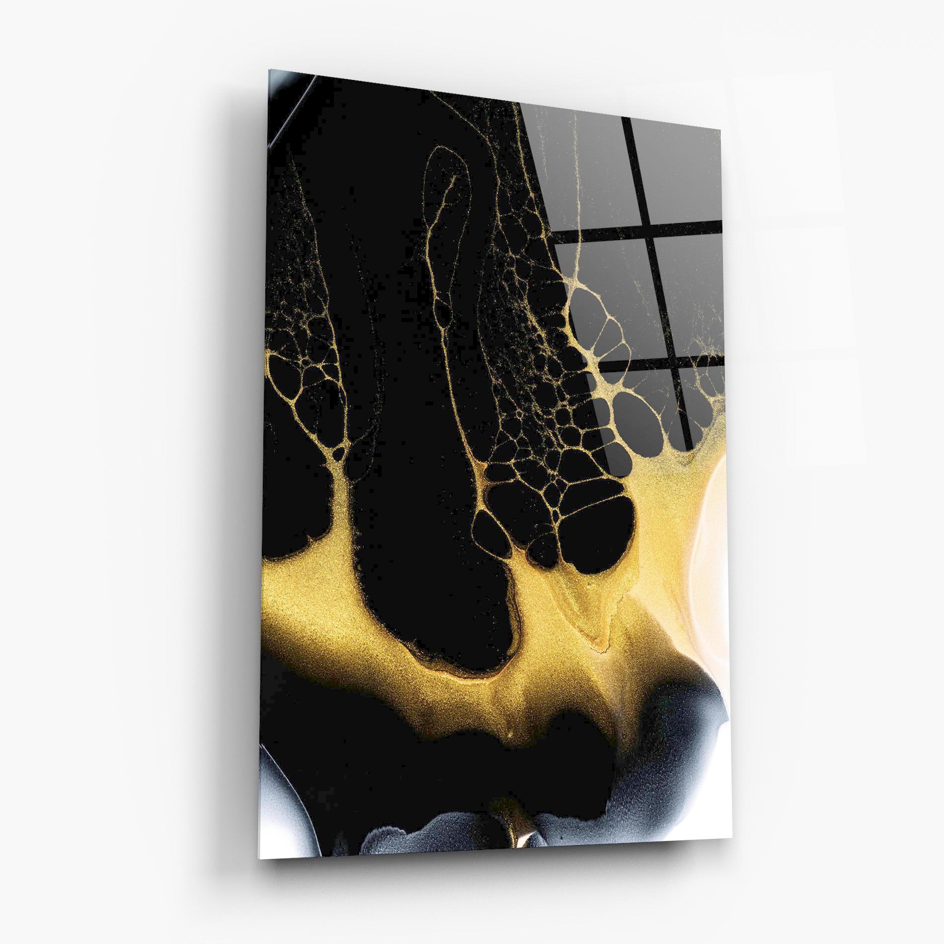 Glasbild Black Golden Marble mockup 6