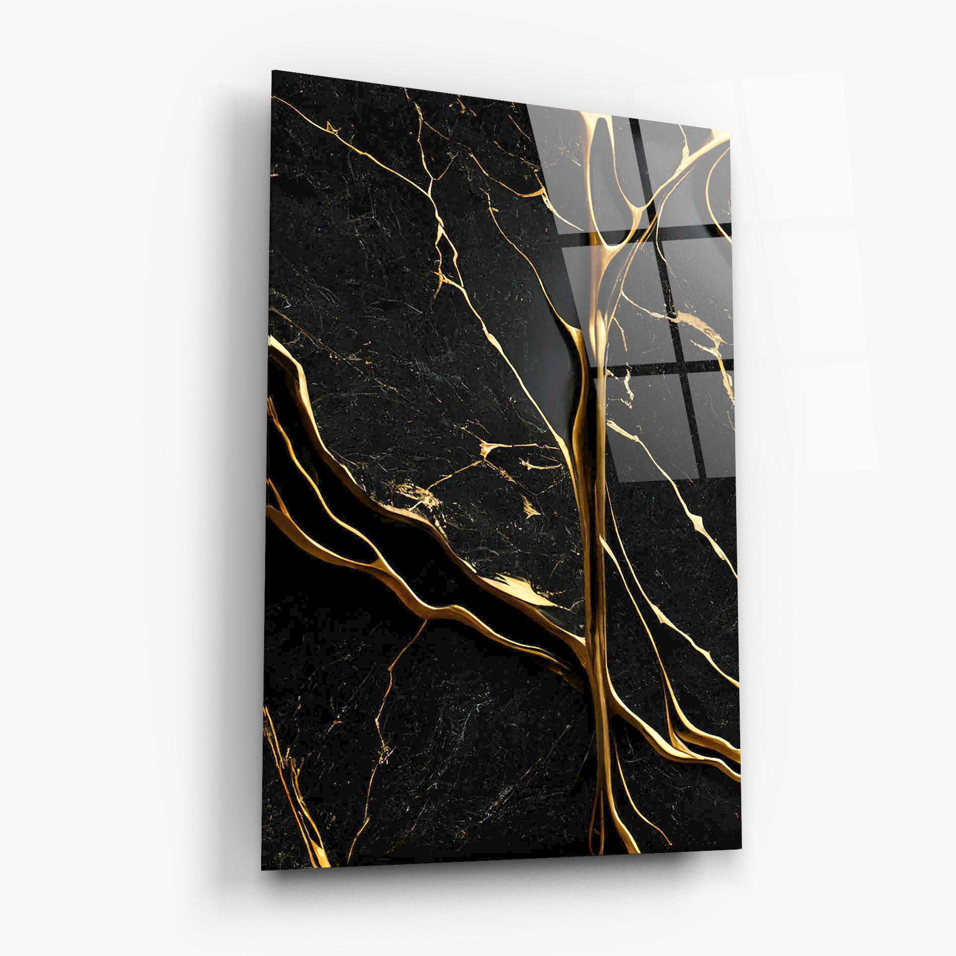 Glasbild Black Square Marble mockup 6