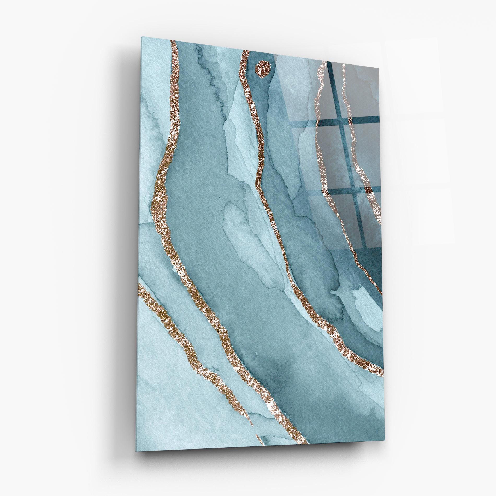 Glasbild Blue Golden Glitter mockup 6