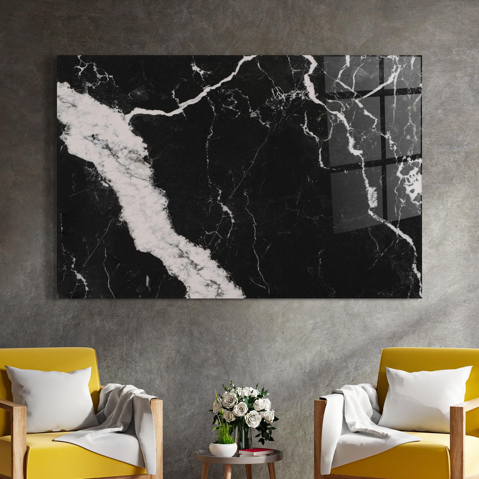 Glasbild Black Marble Light Grey mockup 4