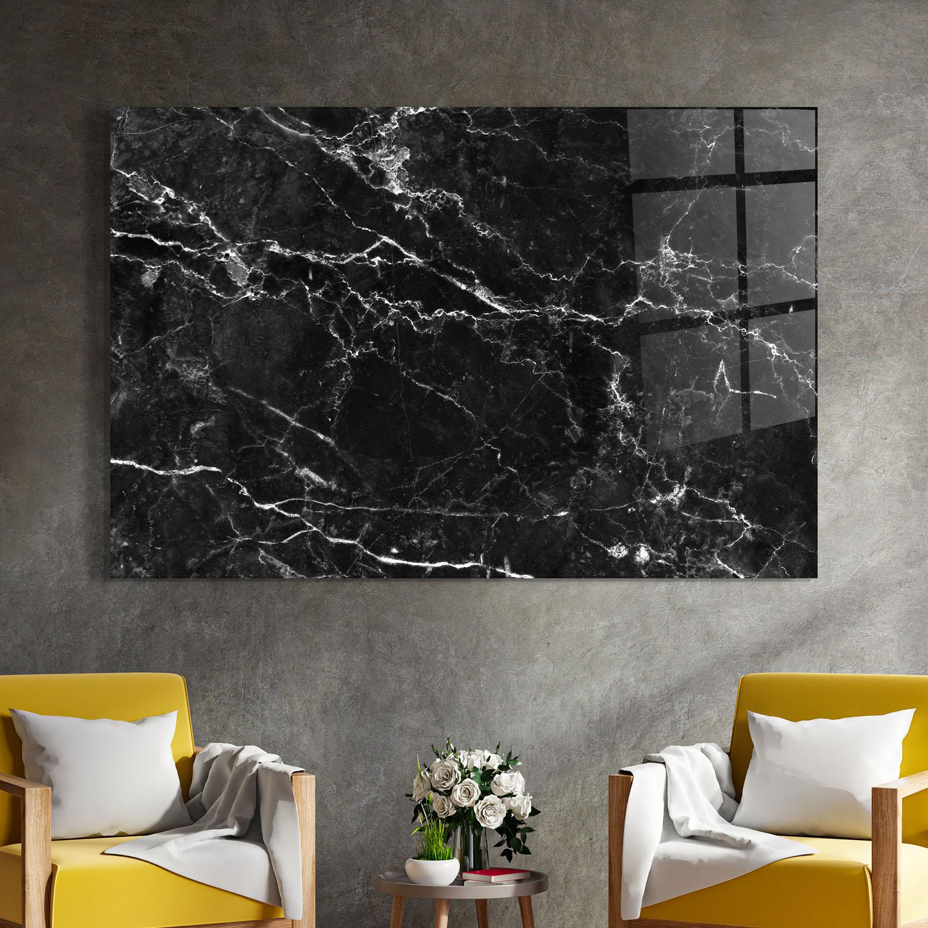 Glasbild Black White Marble mockup 4