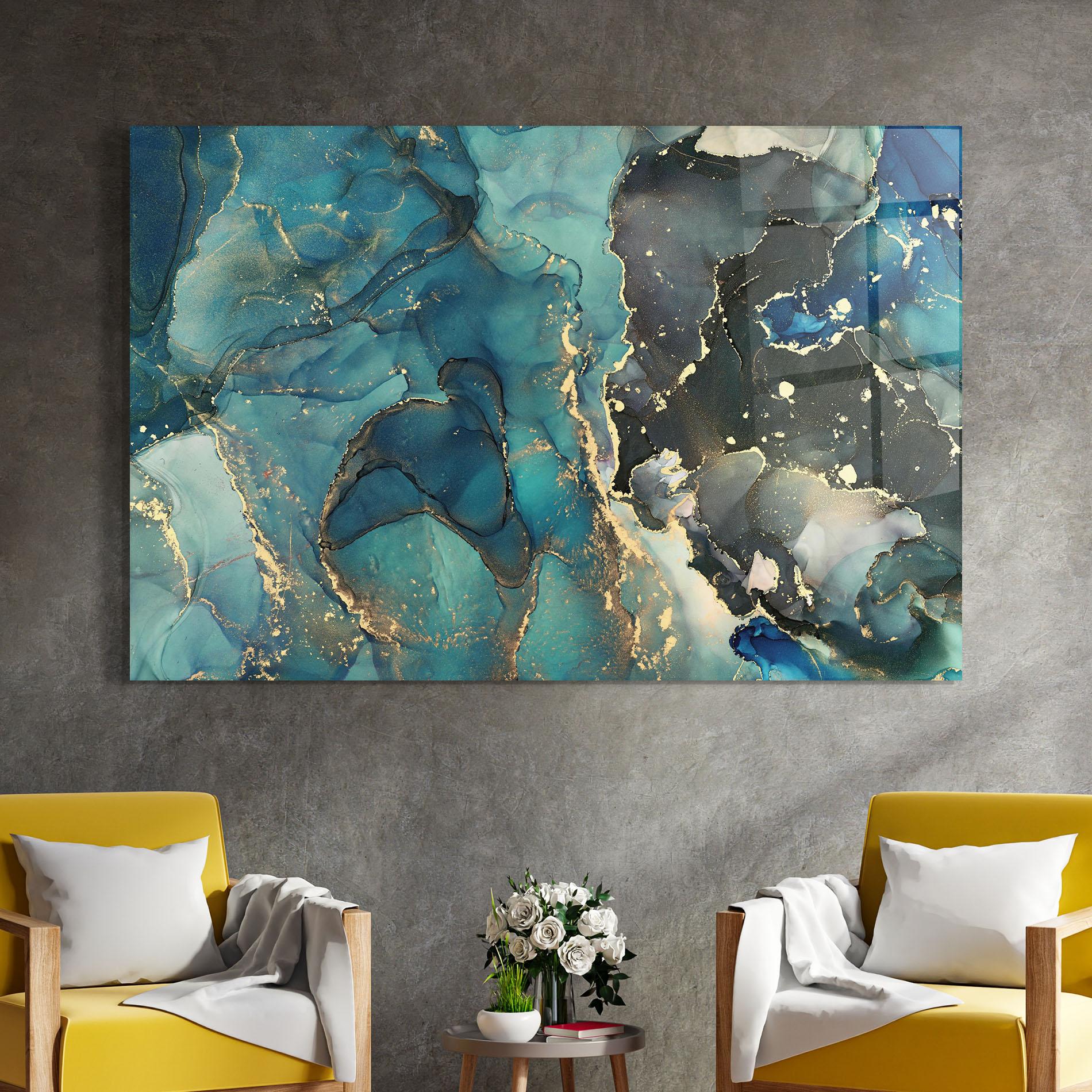 Glasbild Blue Marble mockup 4