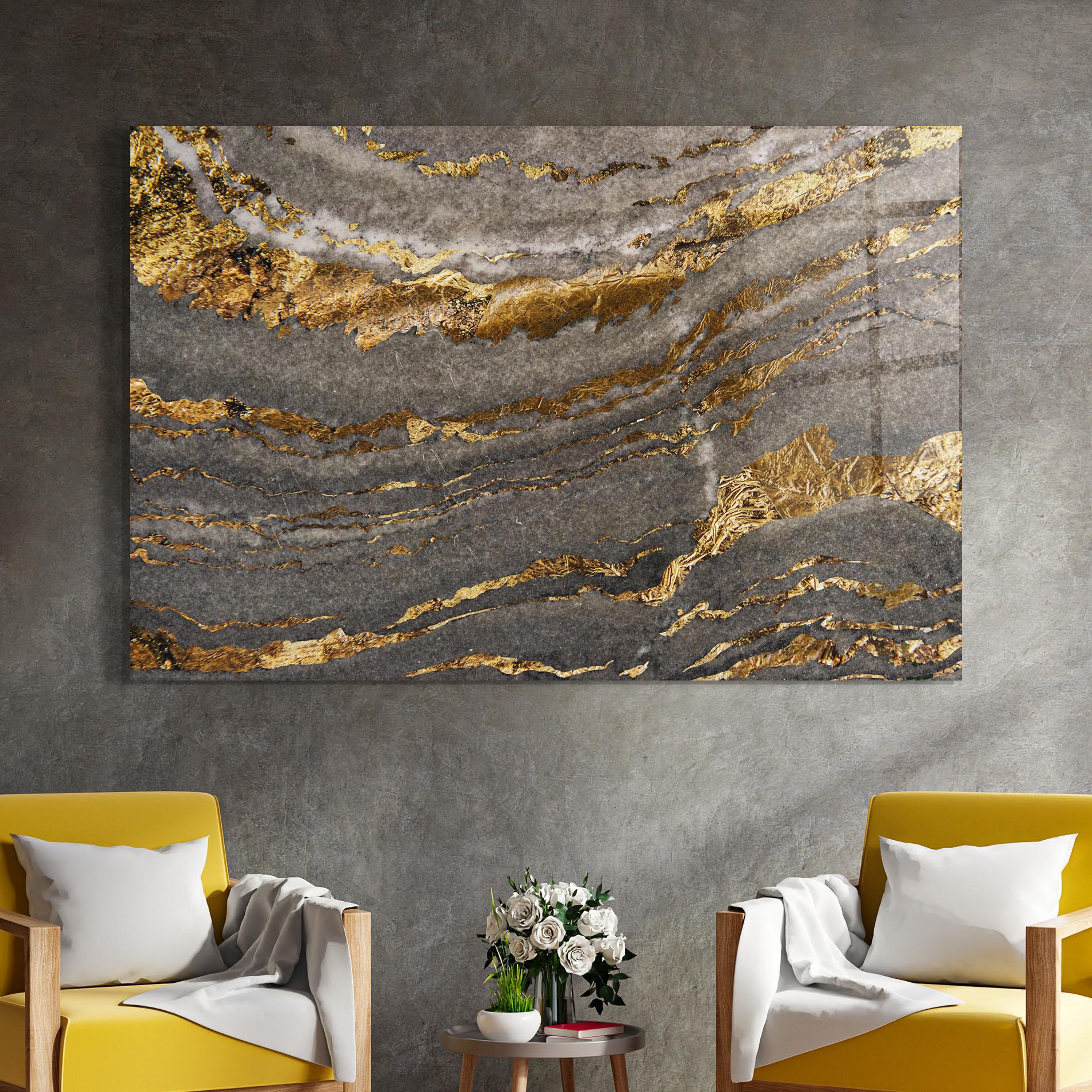 Glasbild Dark Colden Grey mockup 4