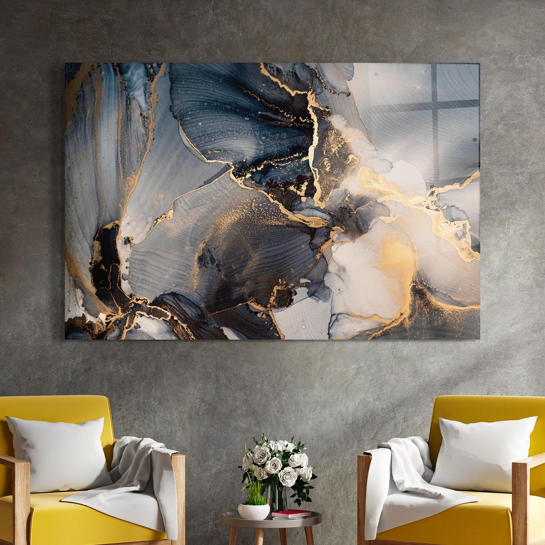 Glasbild Golden Abstract Marble mockup 4