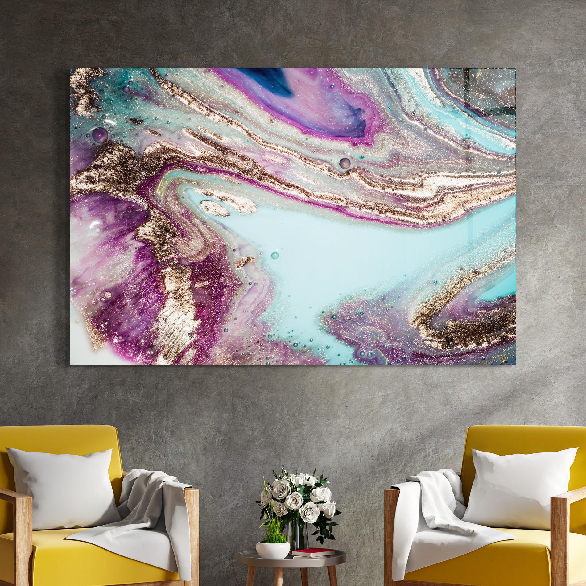 Glasbild Pink Marble Shades mockup 4