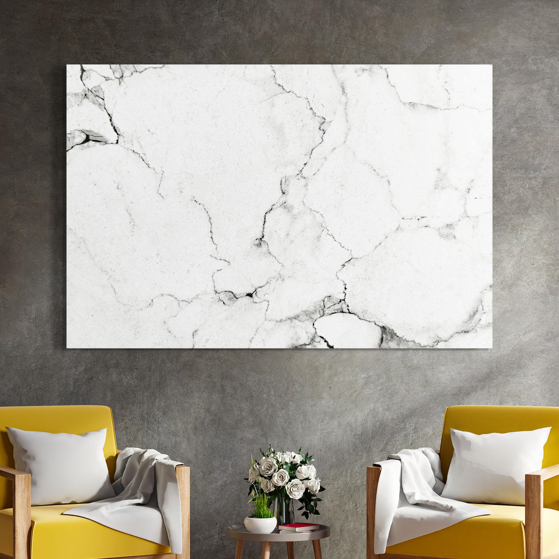 Glasbild White Marble Grey mockup 4