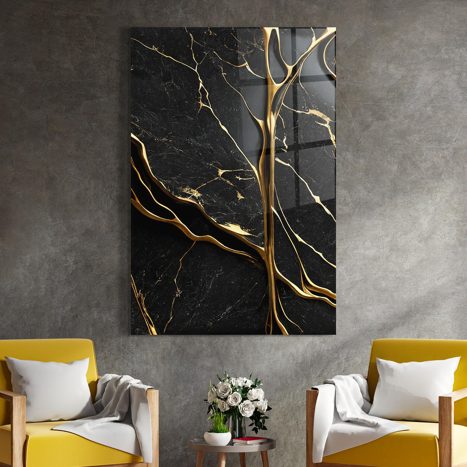 Glasbild Black Square Marble mockup 4